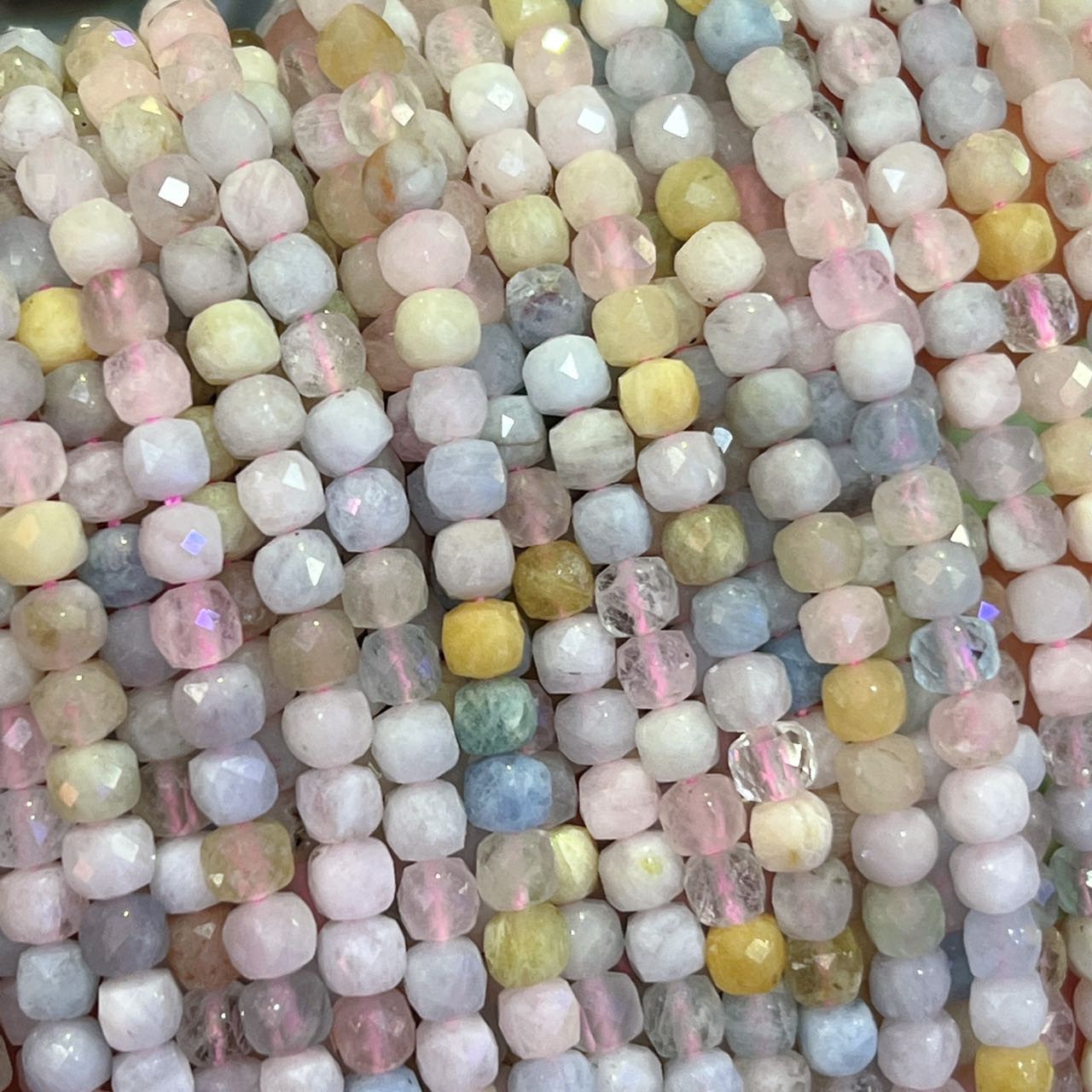 Natural Morganite Faceted Cube Bead Strands Diy Jewelry Making Zh-Morcufa45T24