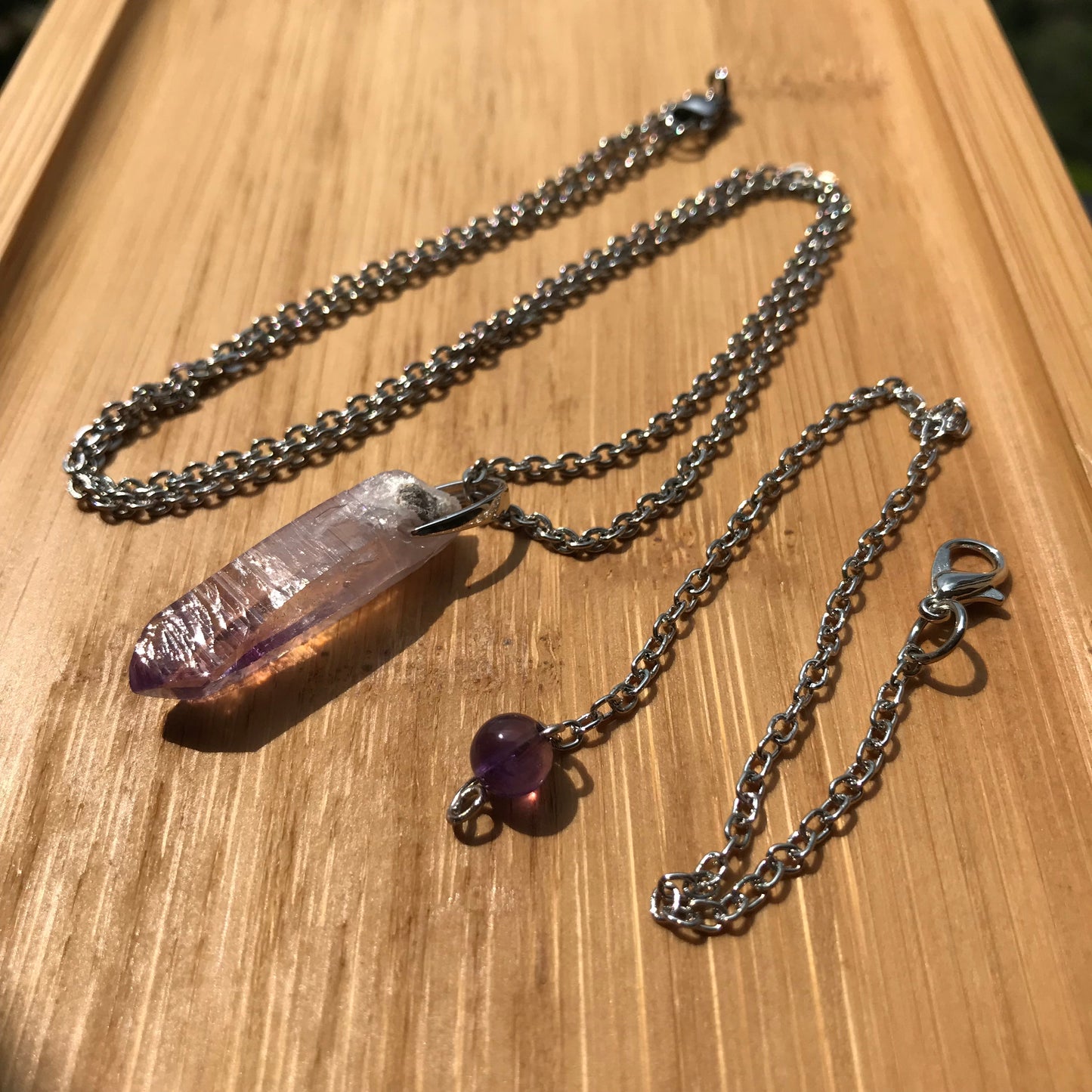 Rare Vera Cruz Amethyst Pendulum Necklace | Handmade With 925 Sterling Silver | Crown Chakra Healing