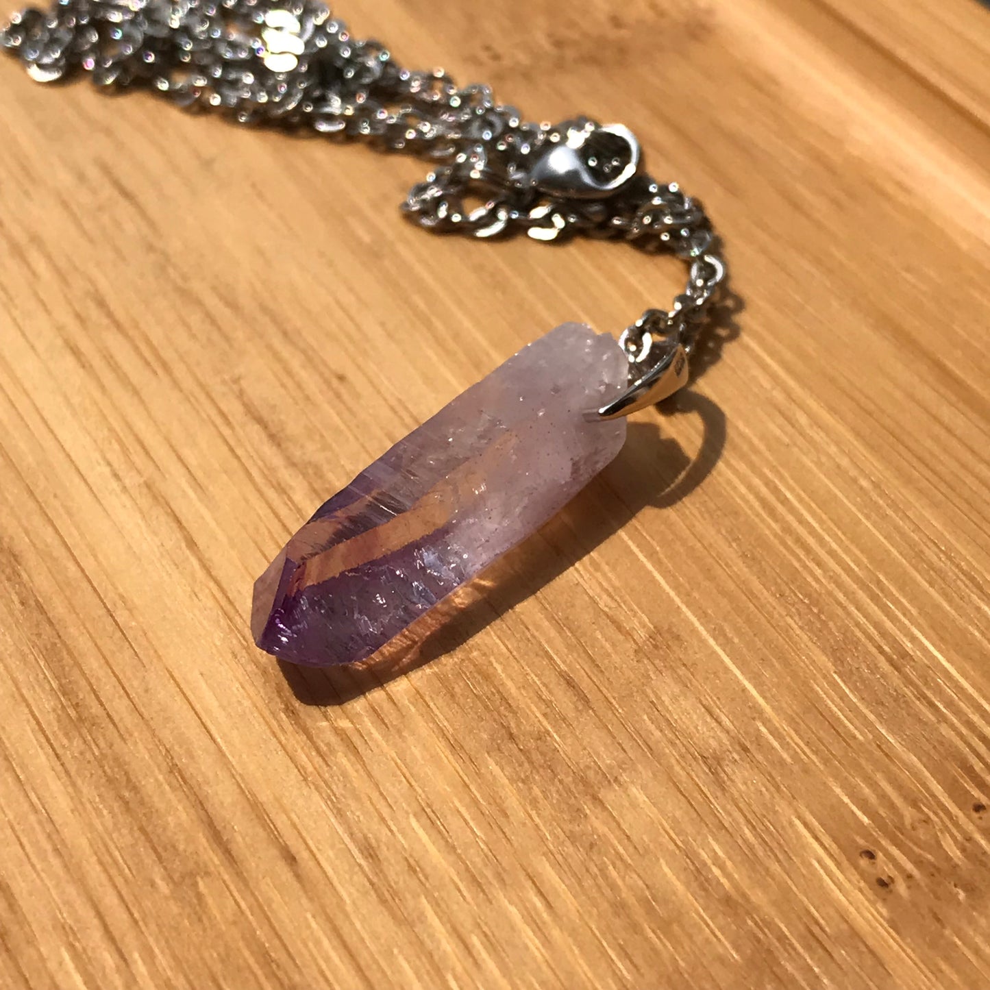 Rare Vera Cruz Amethyst Pendulum Necklace | Handmade With 925 Sterling Silver | Crown Chakra Healing