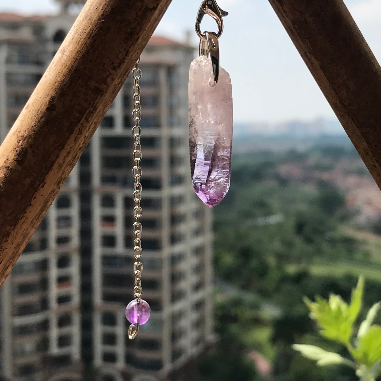 Rare Vera Cruz Amethyst Pendulum Necklace | Handmade With 925 Sterling Silver | Crown Chakra Healing