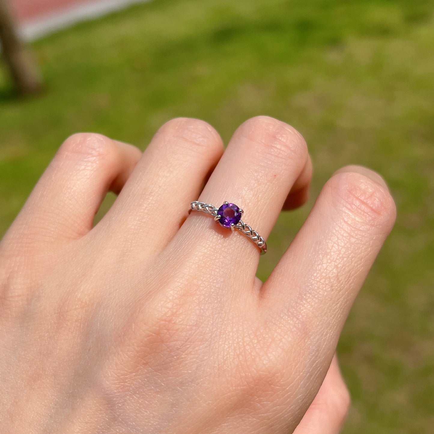 Top Quality Amethyst Sterling Silver Ring With Four Prongs Setting | Handmade Healing Gemstone Fashion Jewelry