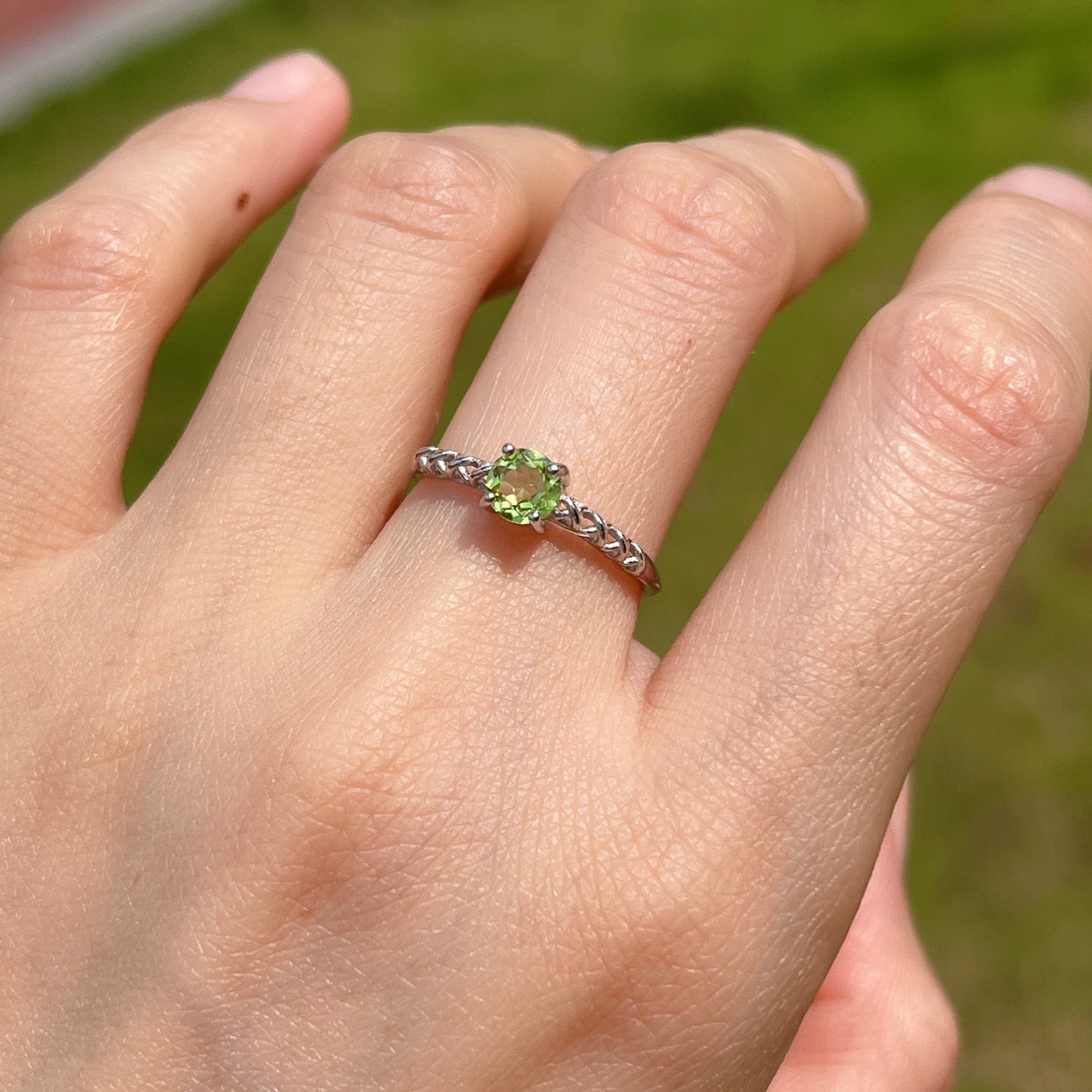 Top Quality Peridot Sterling Silver Ring With Four Prongs Setting | Handmade Healing Gemstone Fashion Jewelry