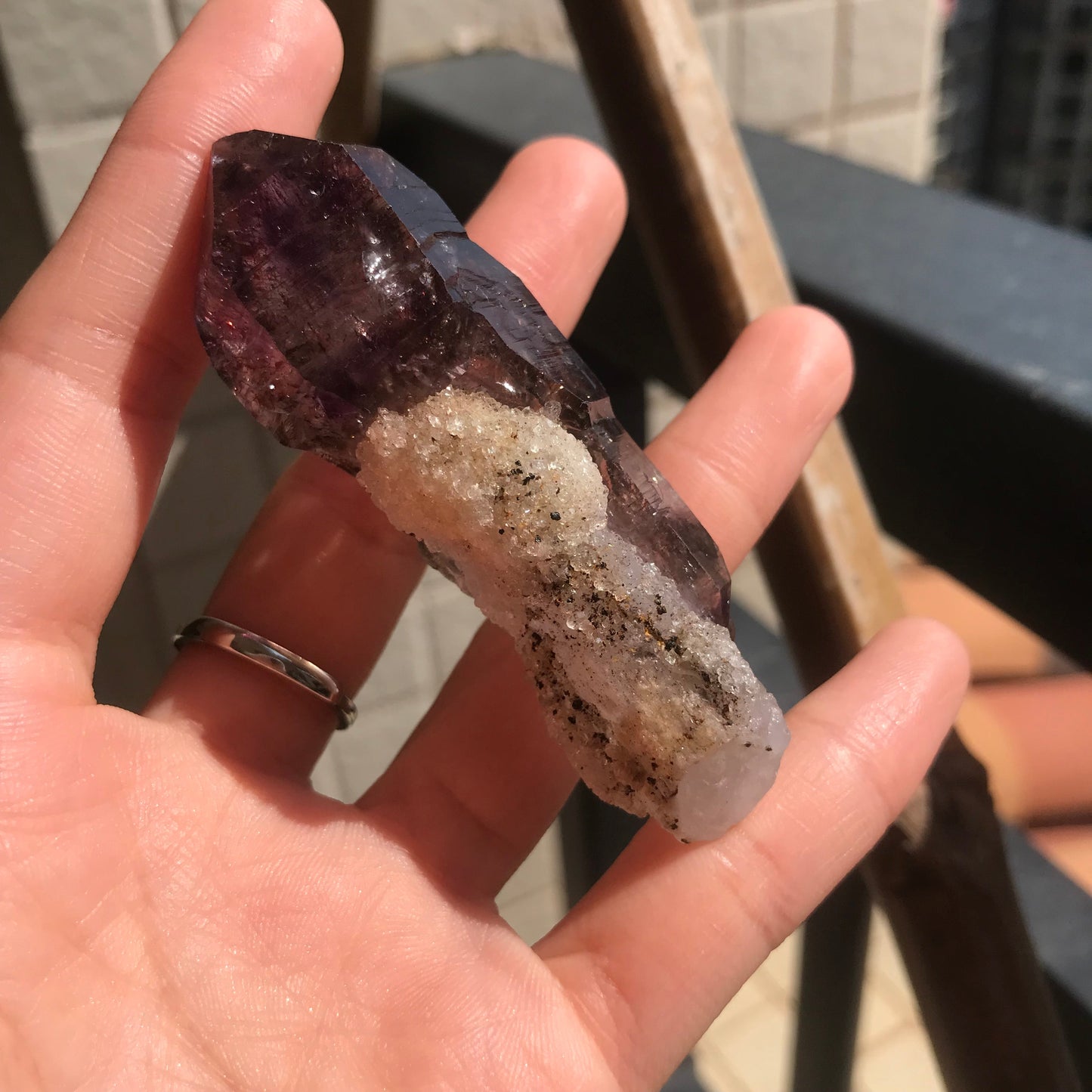 High Quality Super Seven Crystal Rare Scepter 48.9G High Vibration Frequency Raw Stone Powerful Healing For Seven Chakra Amethyst, Quartz, Smoky Quartz, Cacoxenite, Rutile, Goethite And Lepidocrocite