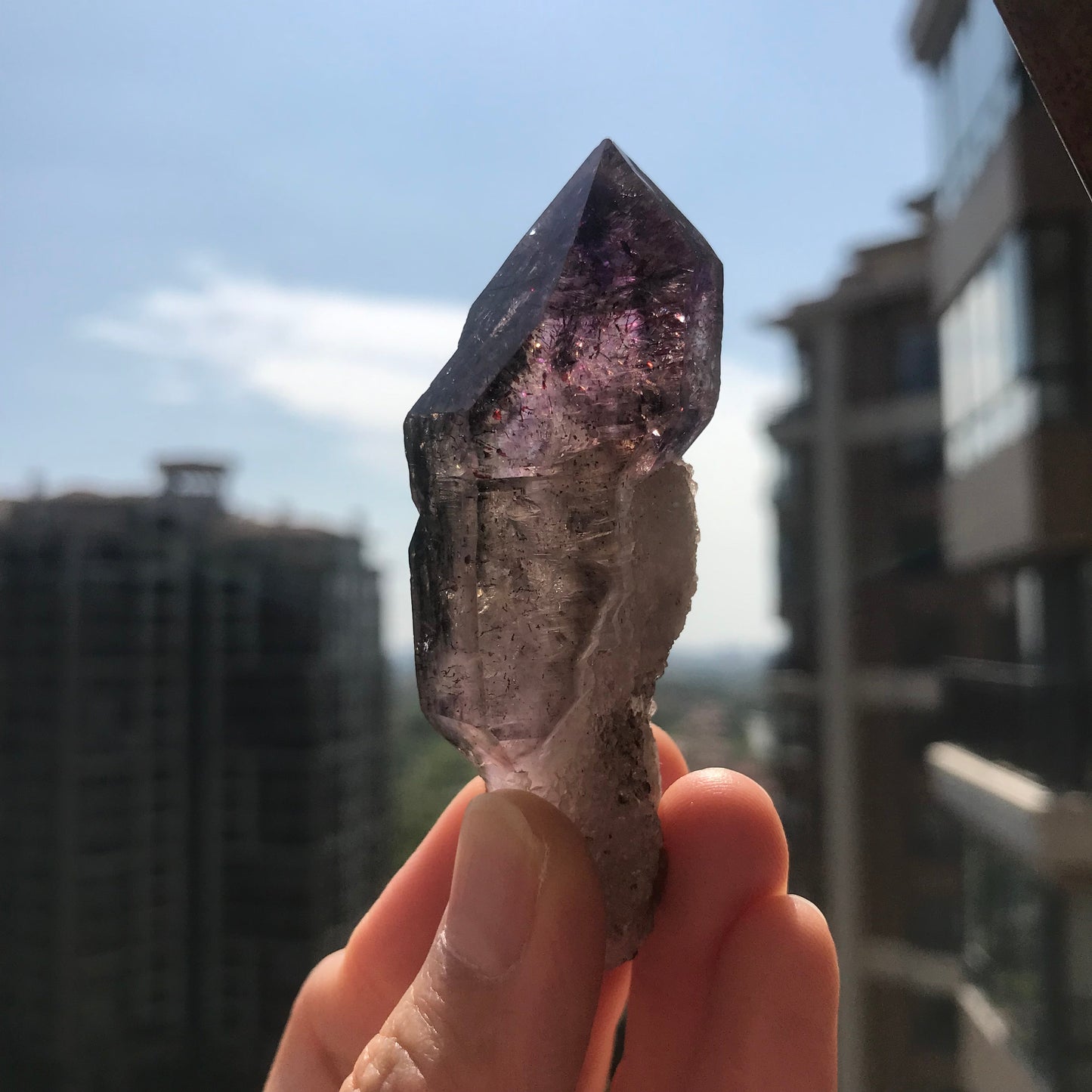 High Quality Super Seven Crystal Rare Scepter 48.9G High Vibration Frequency Raw Stone Powerful Healing For Seven Chakra Amethyst, Quartz, Smoky Quartz, Cacoxenite, Rutile, Goethite And Lepidocrocite