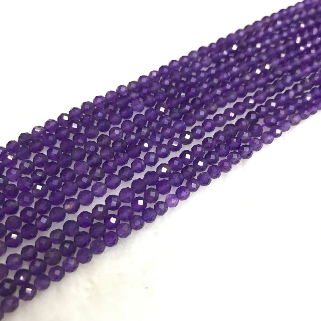3Mm Best-Quality In Strands Natural Amethyst Faceted Bead Jewelry Findings Supplies