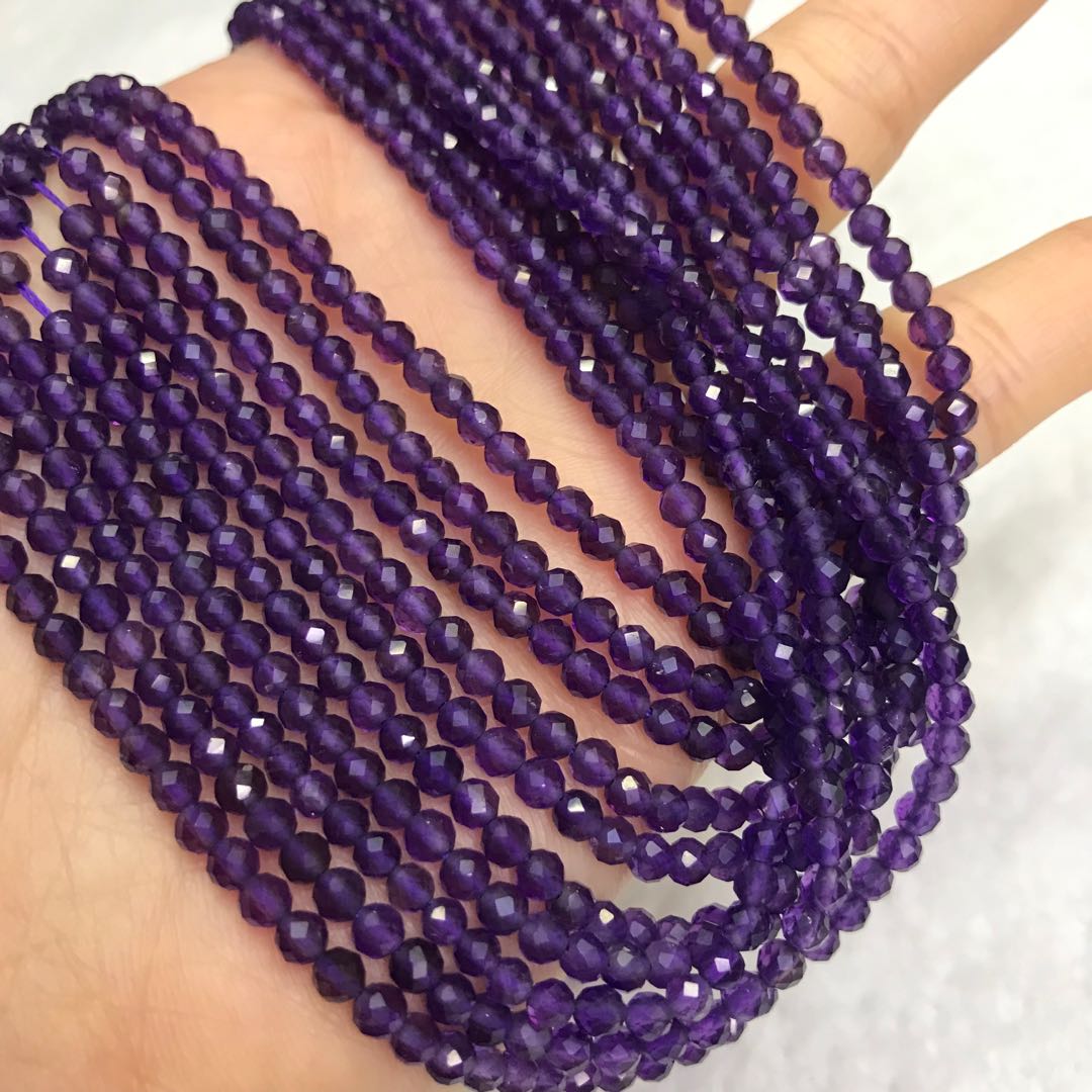 3Mm Best-Quality In Strands Natural Amethyst Faceted Bead Jewelry Findings Supplies