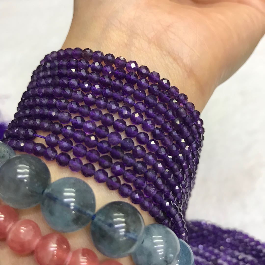 3Mm Best-Quality In Strands Natural Amethyst Faceted Bead Jewelry Findings Supplies