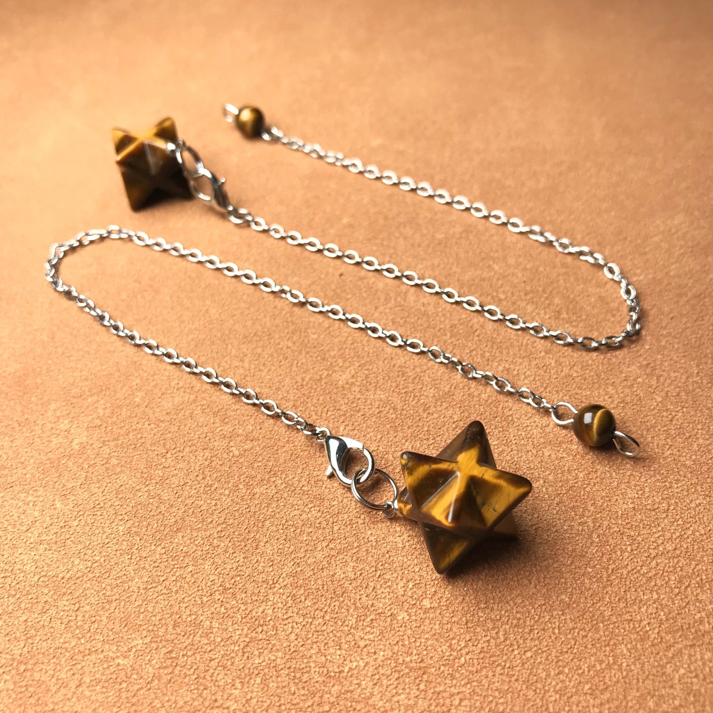 Handmade Merkaba Pendulum | Brown Tiger Eye Stone Of Courage Solar Plexus Chakra Healing