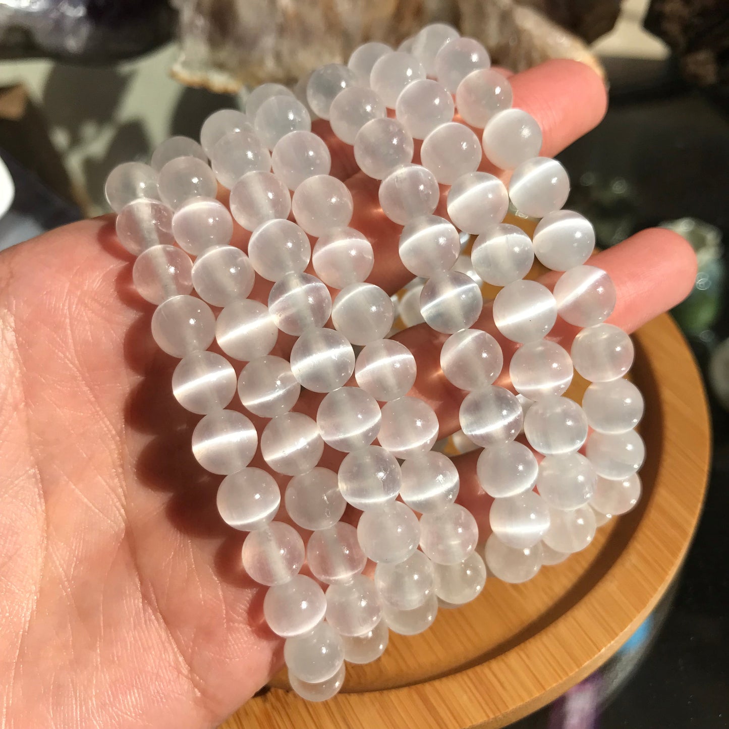 6Mm 8Mm 10Mm Top Grade Satin Spar Selenite Round Bead Strands For Diy Jewelry Project
