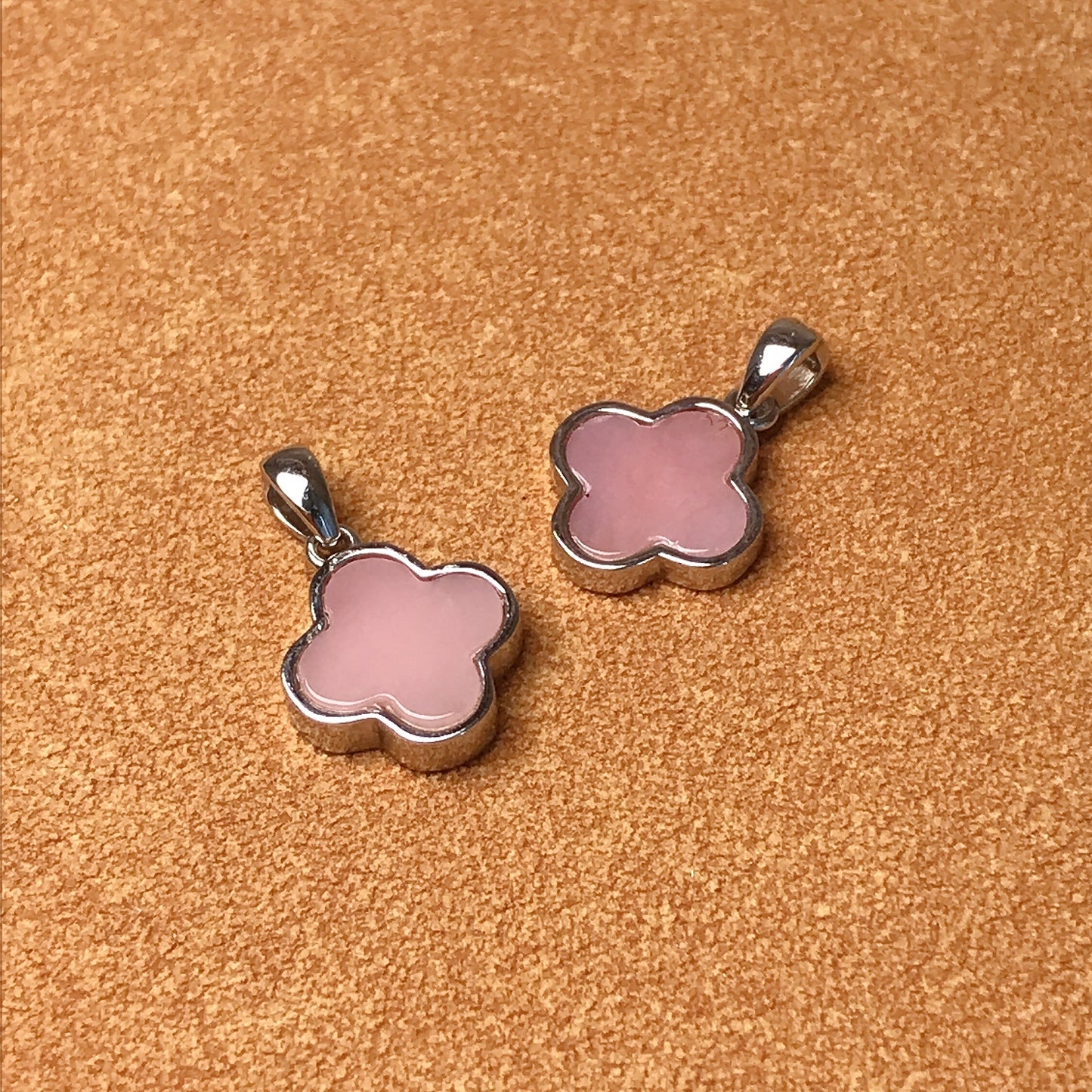Best Color Solid Pink Opal Pendant Necklace| Hand-Cut Four Leaf Clover Lucky Pendant With Sterling Silver