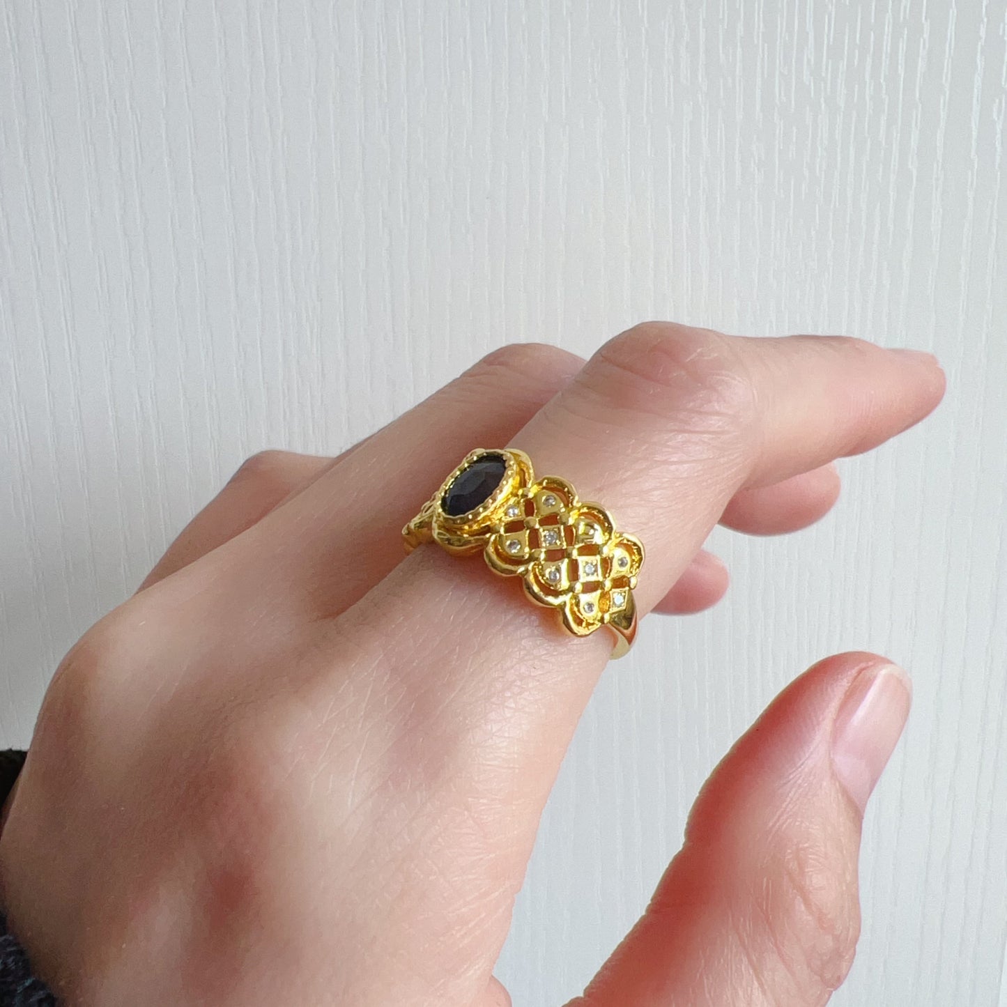 Handmade Natural Blue Sapphire Gemstone Ring With Zirconia And Brass