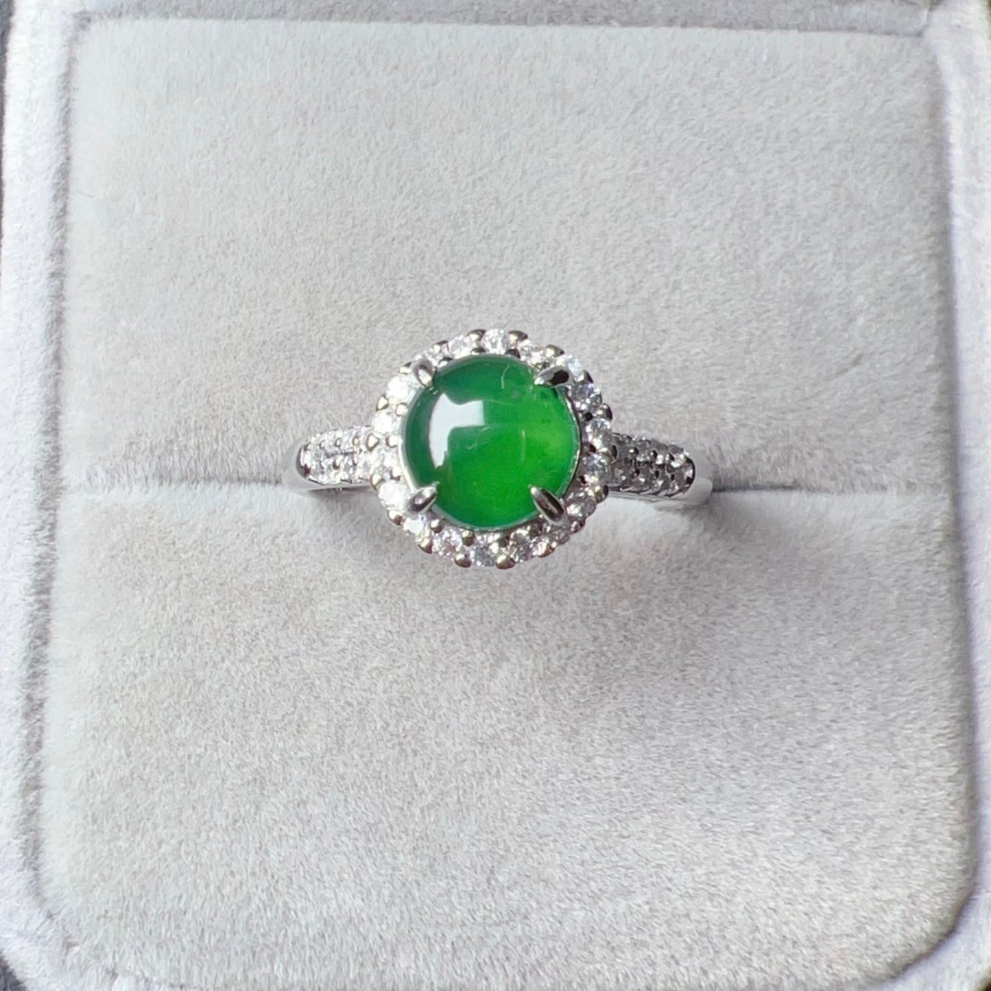 Best Royal Green Natural Jadeite Ring Handmade With 925 Sterling Silver And Zirconia | One Of A Kind Fashion Jewelry