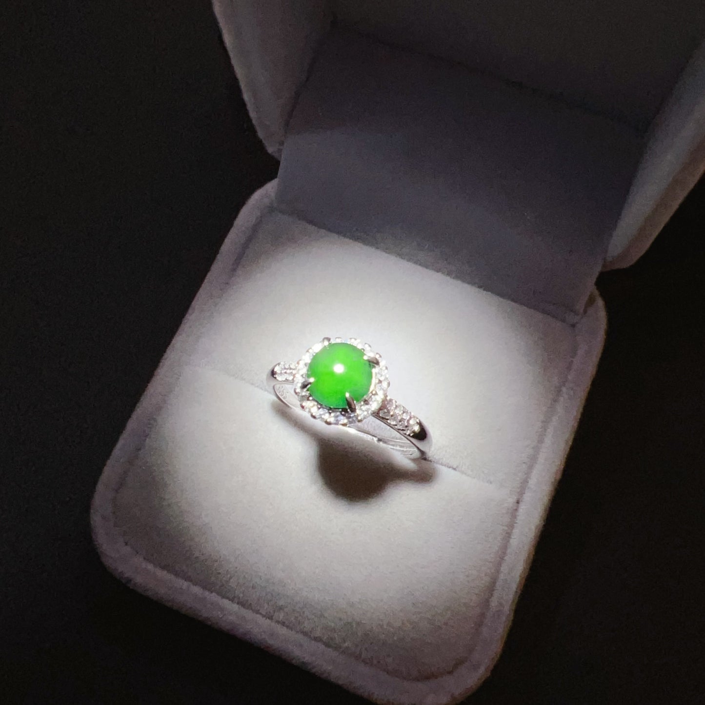 Best Royal Green Natural Jadeite Ring Handmade With 925 Sterling Silver And Zirconia | One Of A Kind Fashion Jewelry