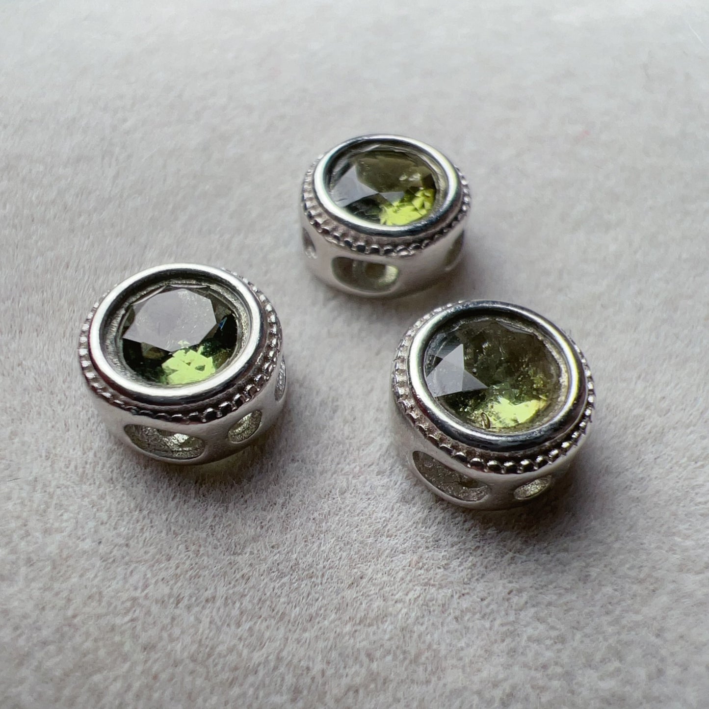 Handmade Faceted Round Moldavite Pandora’S Box Charm Pendant With 925 Sterling Silver