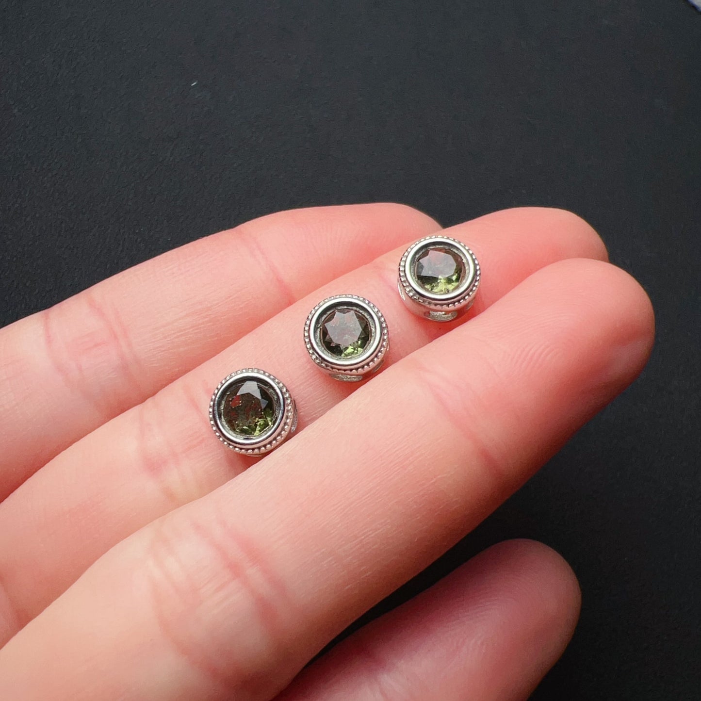Handmade Faceted Round Moldavite Pandora’S Box Charm Pendant With 925 Sterling Silver