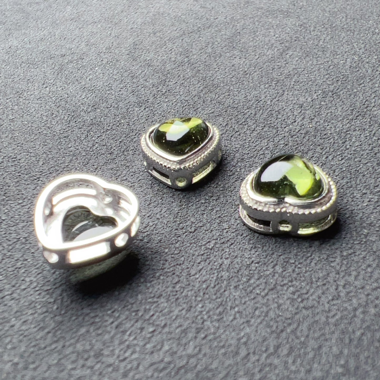 Cute Part – Handmade Heart Shape Moldavite Pandora’S Box Charm Pendant With 925 Sterling Silver