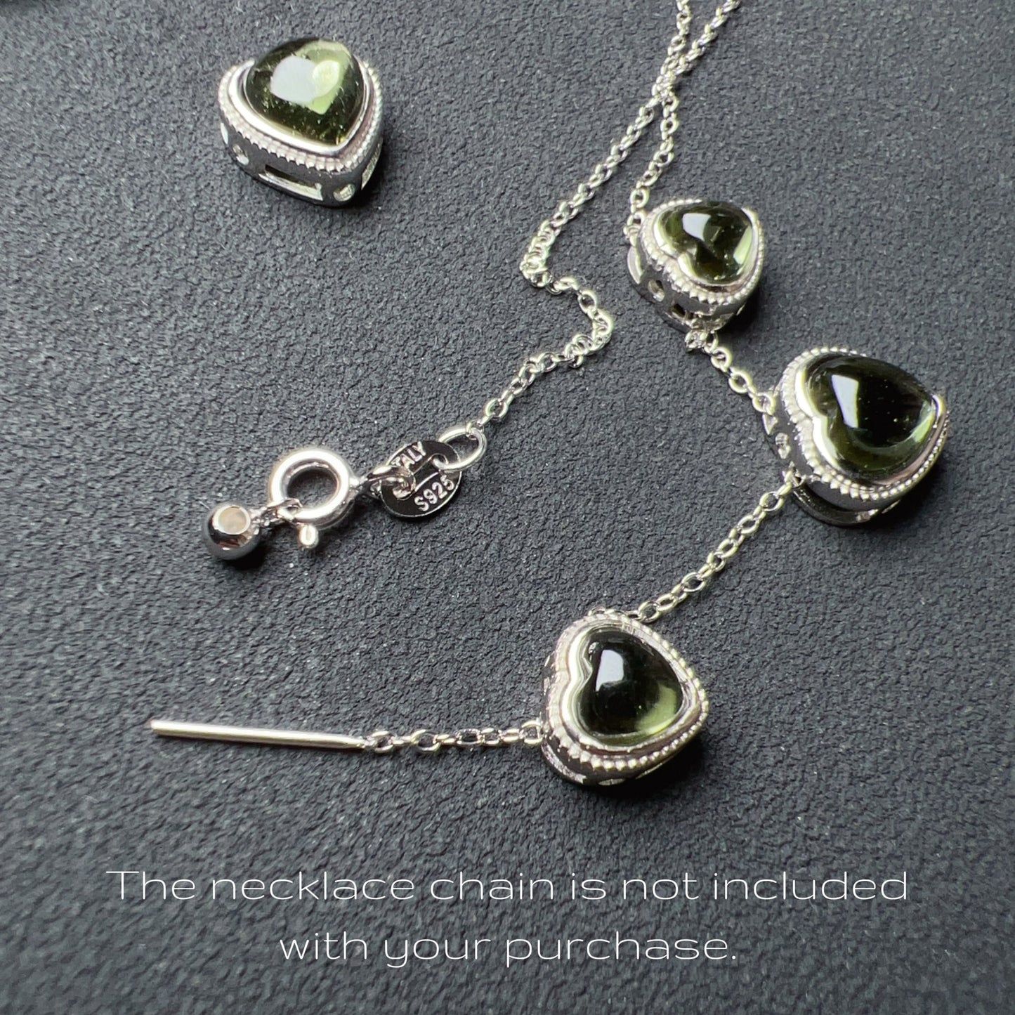 Cute Part – Handmade Heart Shape Moldavite Pandora’S Box Charm Pendant With 925 Sterling Silver