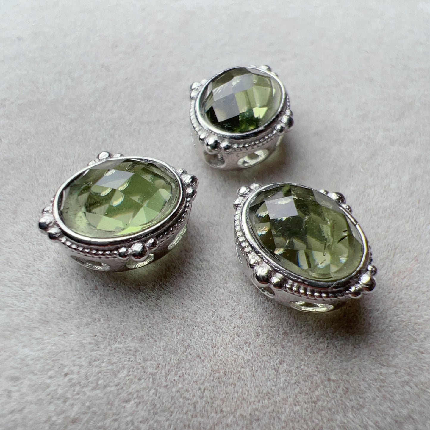 Handmade Faceted Oval Moldavite Pandora’S Box Charm Pendant With 925 Sterling Silver