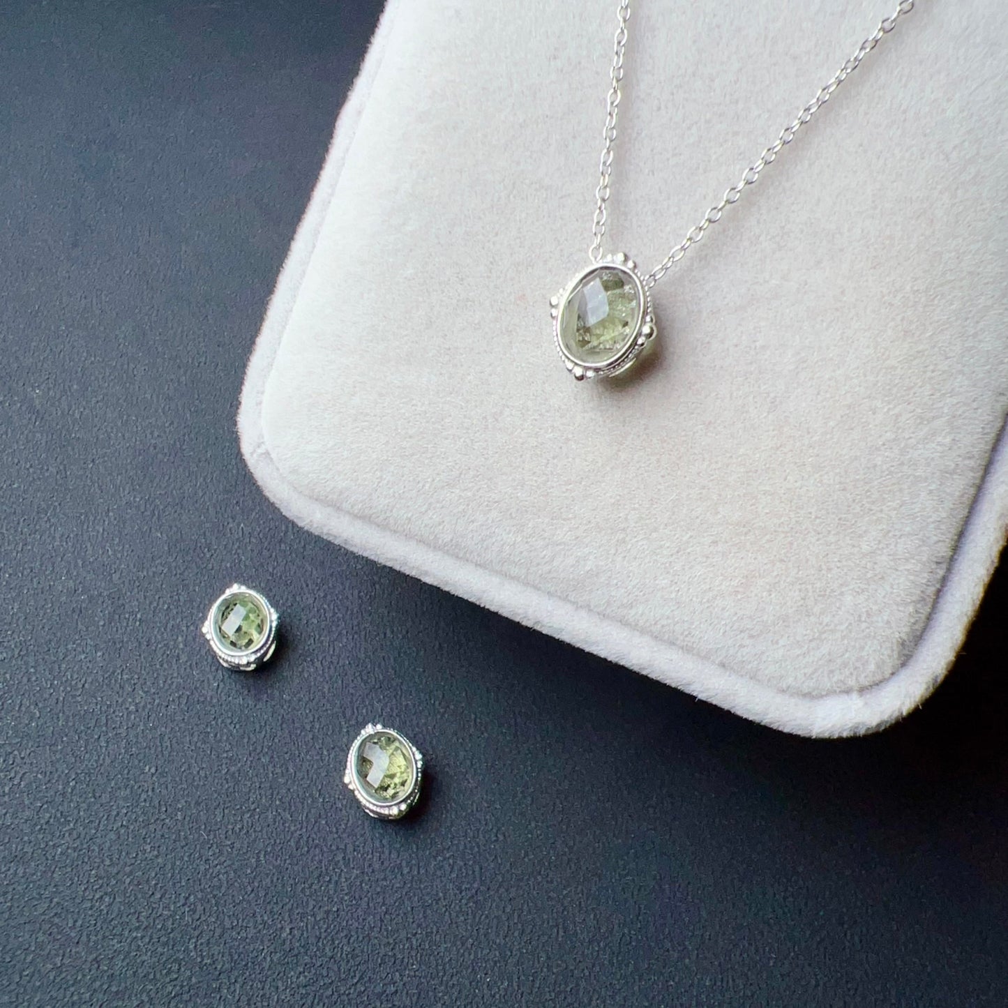 Handmade Faceted Oval Moldavite Pandora’S Box Charm Pendant With 925 Sterling Silver