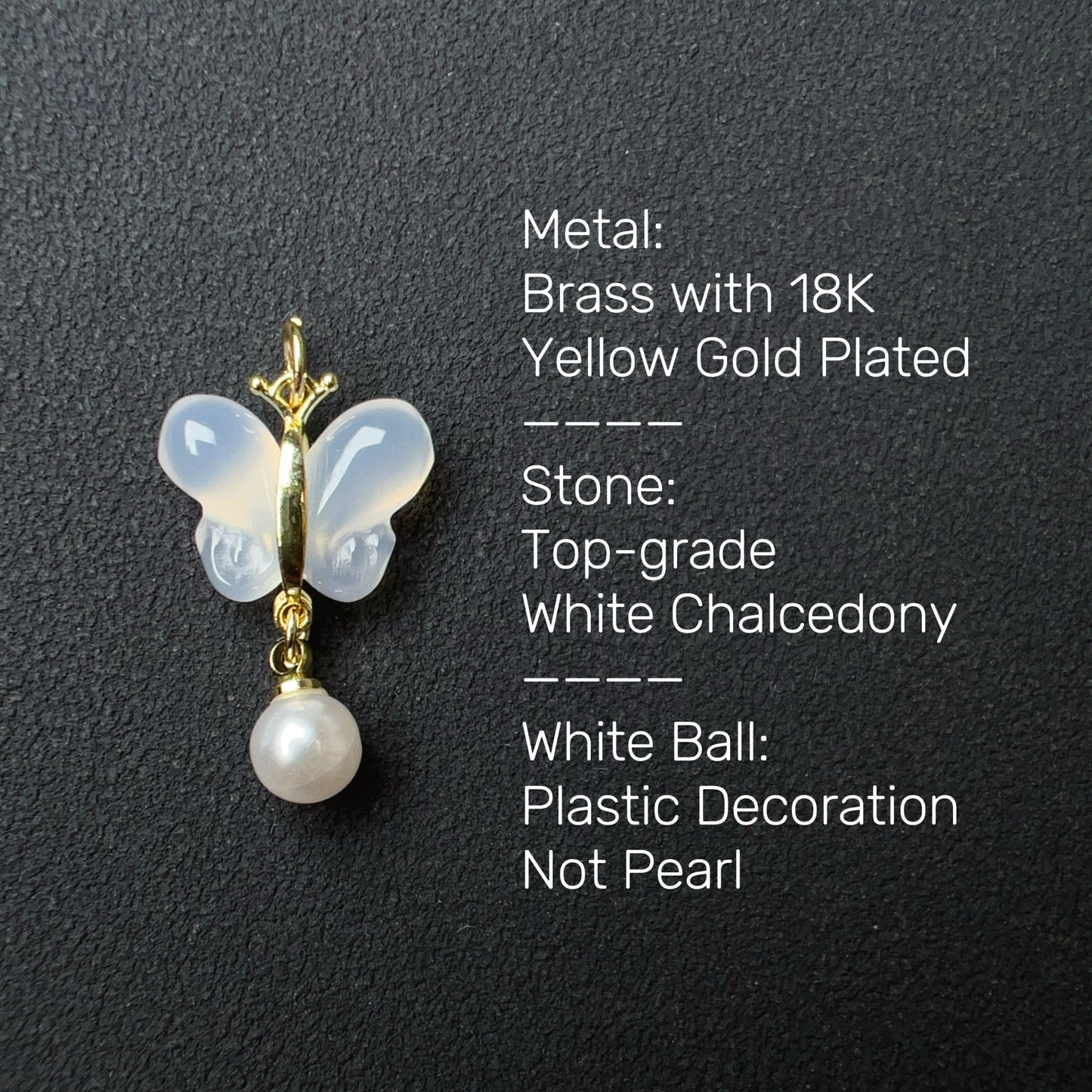 Natural White Chalcedony Butterfly Charms Pendants For Diy Jewelry Project
