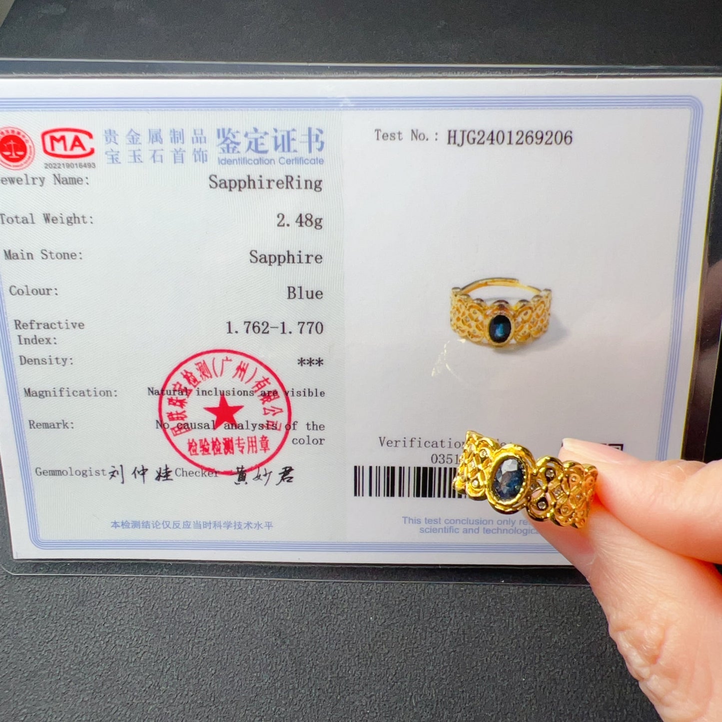 Handmade Natural Blue Sapphire Gemstone Ring With Zirconia And Brass