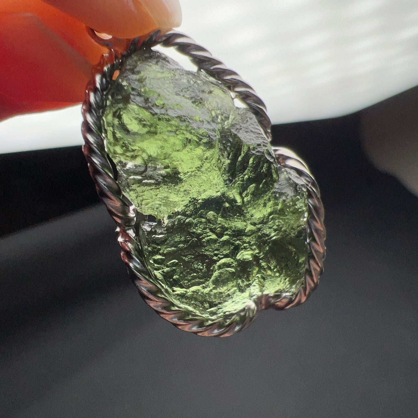 Best Green Color 8.4G Moldavite Raw Stone Pendant Necklace | High-Frequency Heart Chakra Healing Stone