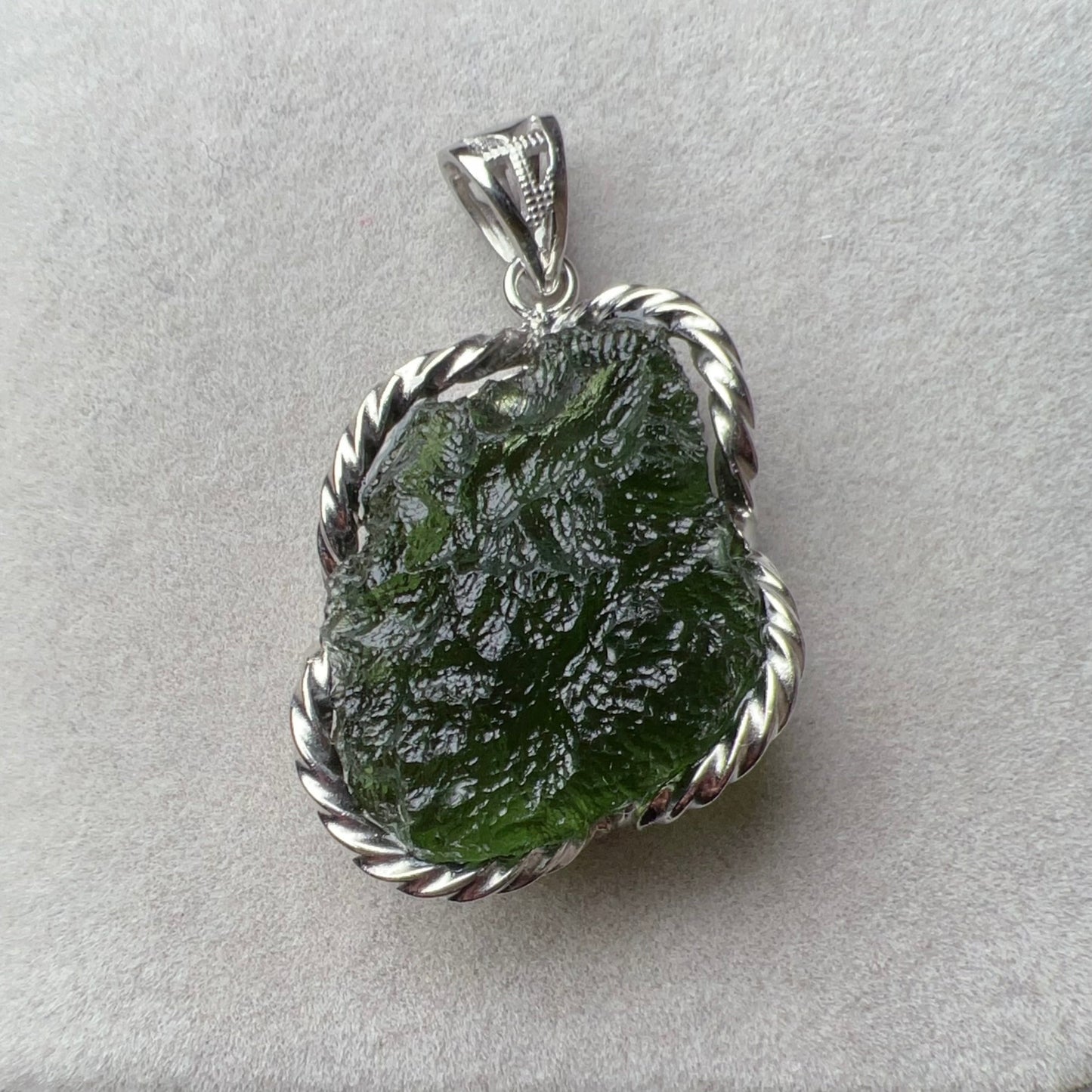 Best Green Color 8.3G Moldavite Raw Stone Pendant Necklace | Rare High-Frequency Heart Chakra Healing Stone