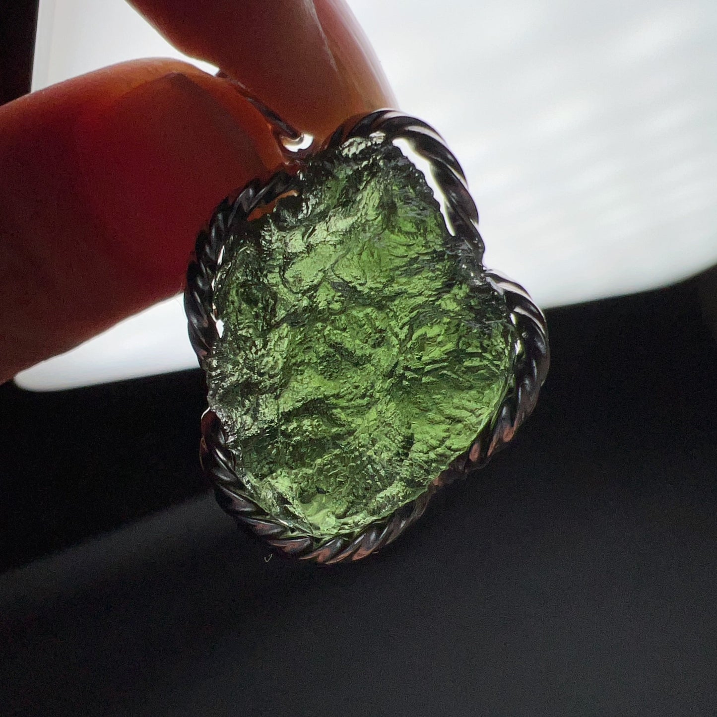 Best Green Color 8.3G Moldavite Raw Stone Pendant Necklace | Rare High-Frequency Heart Chakra Healing Stone