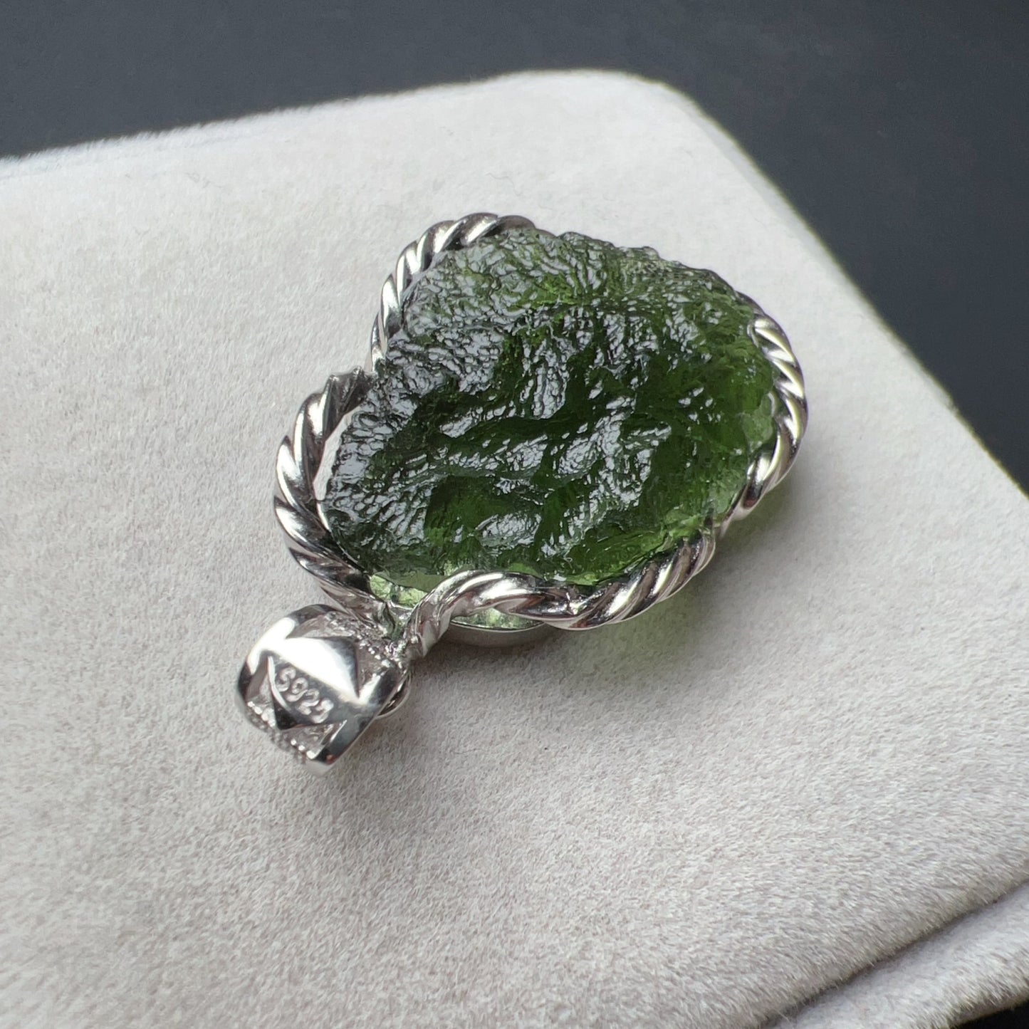 Best Green Color 8.3G Moldavite Raw Stone Pendant Necklace | Rare High-Frequency Heart Chakra Healing Stone