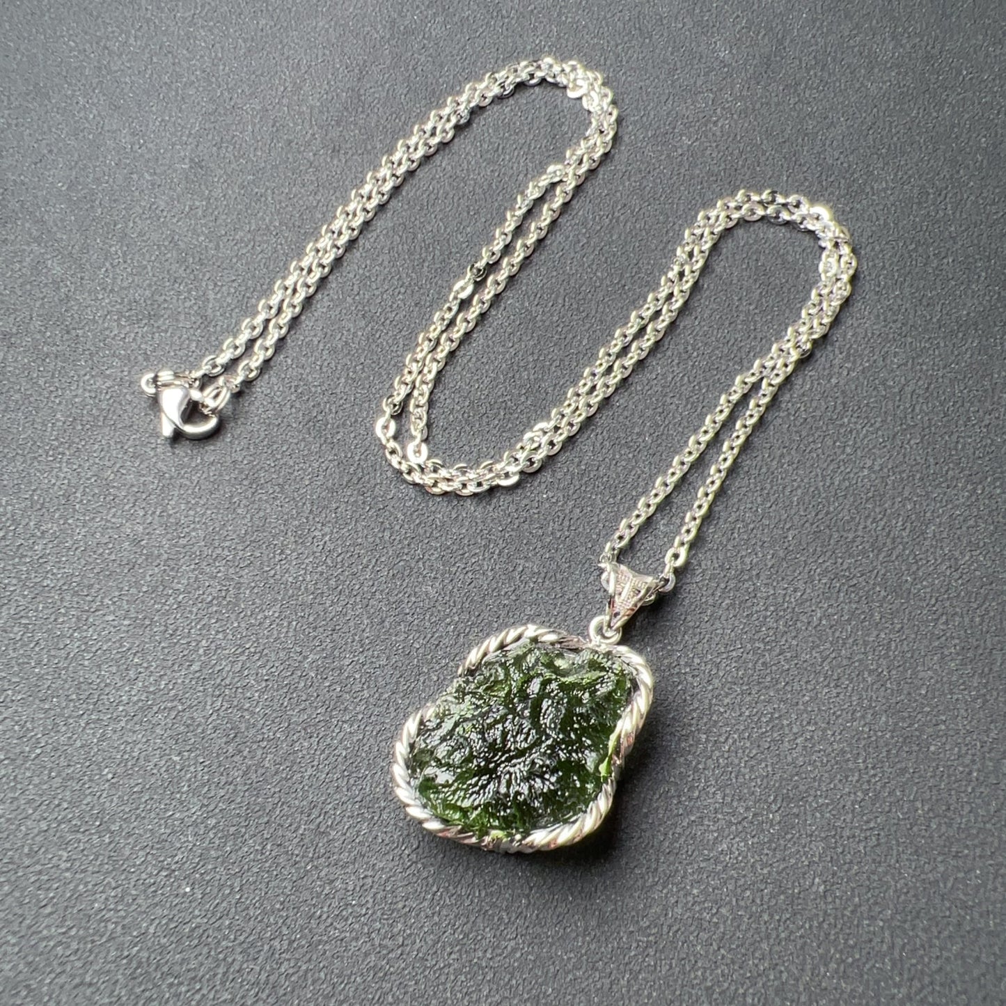 Best Green Color 8.3G Moldavite Raw Stone Pendant Necklace | Rare High-Frequency Heart Chakra Healing Stone