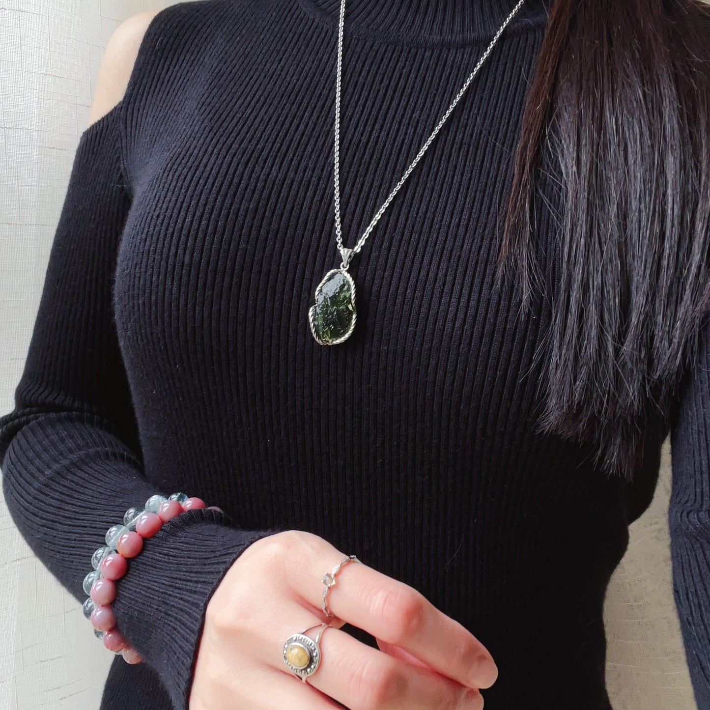 Best Green Color 8.4G Moldavite Raw Stone Pendant Necklace | High-Frequency Heart Chakra Healing Stone
