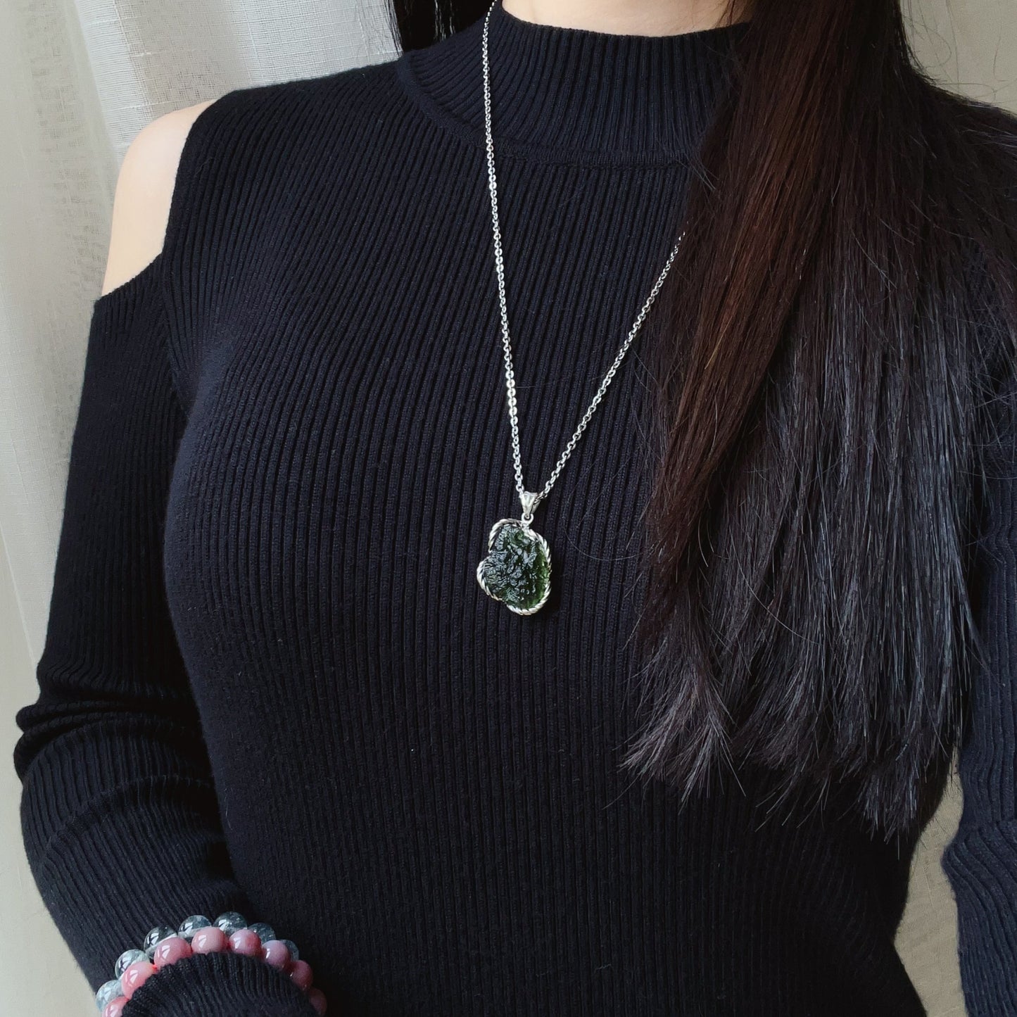 Best Green Color 8.3G Moldavite Raw Stone Pendant Necklace | Rare High-Frequency Heart Chakra Healing Stone
