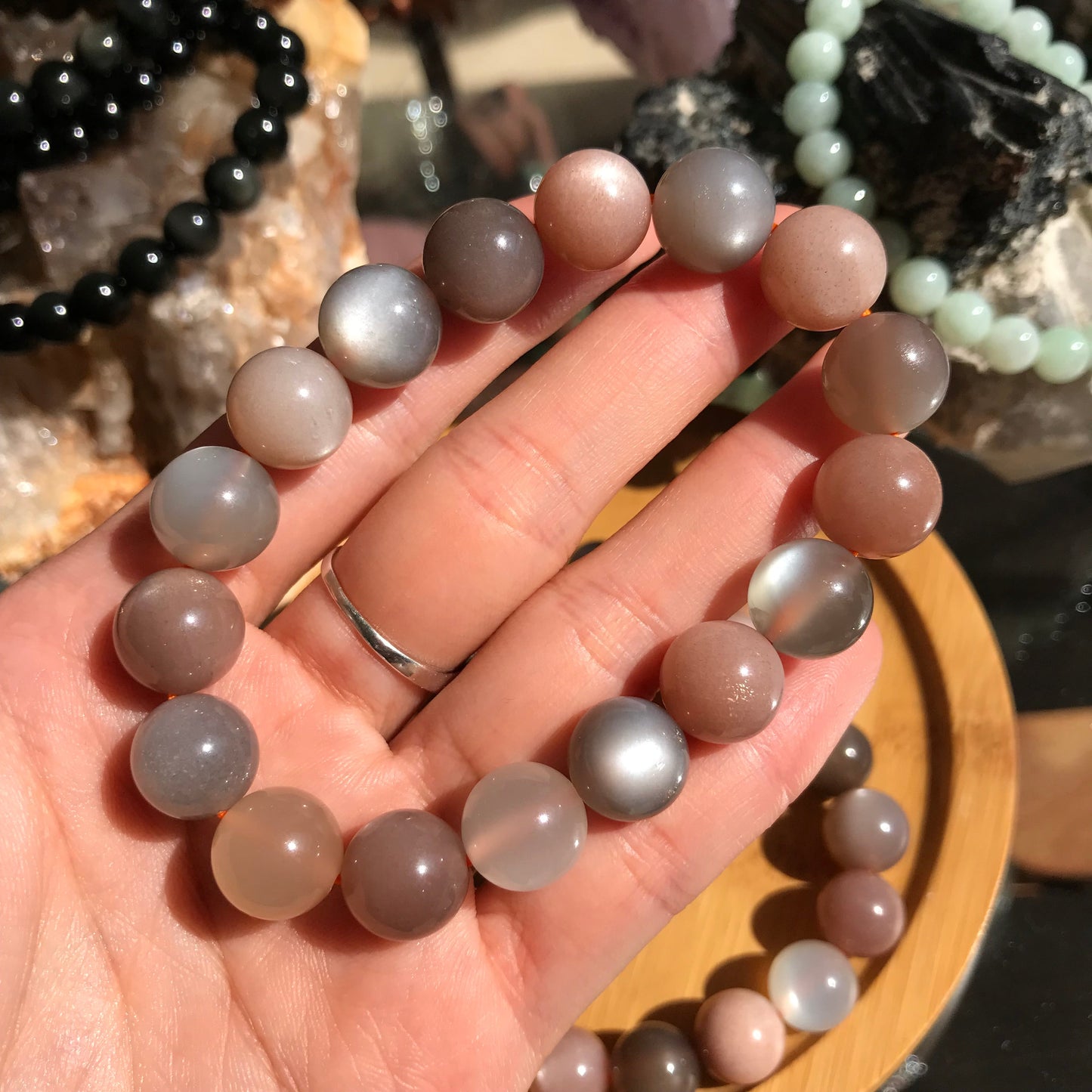 12Mm Natural Assorted Moonstone Bracelet | June Birthstone | Emotional Healing Gemstone For Balance And Serenity
