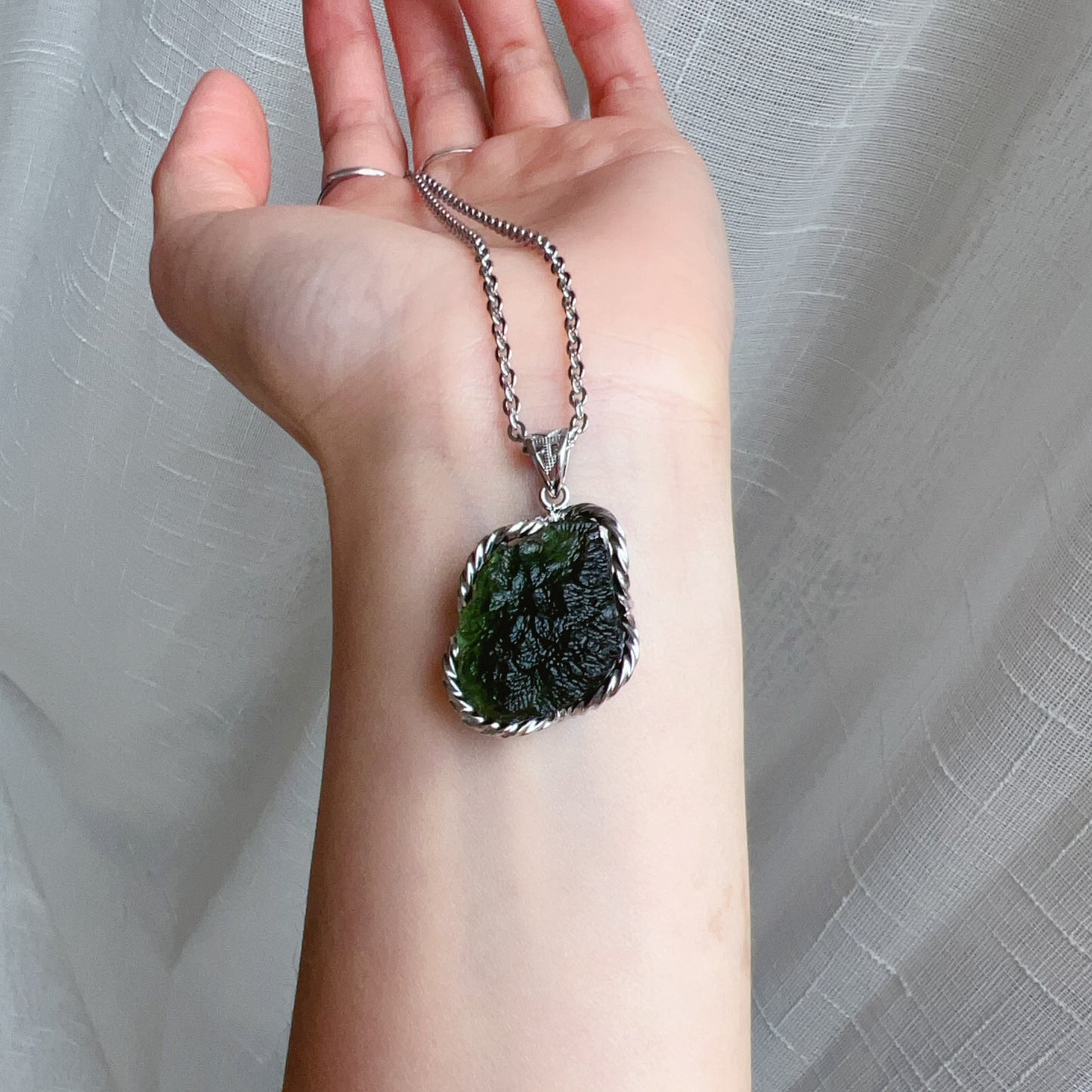 Best Green Color 8.3G Moldavite Raw Stone Pendant Necklace | Rare High-Frequency Heart Chakra Healing Stone