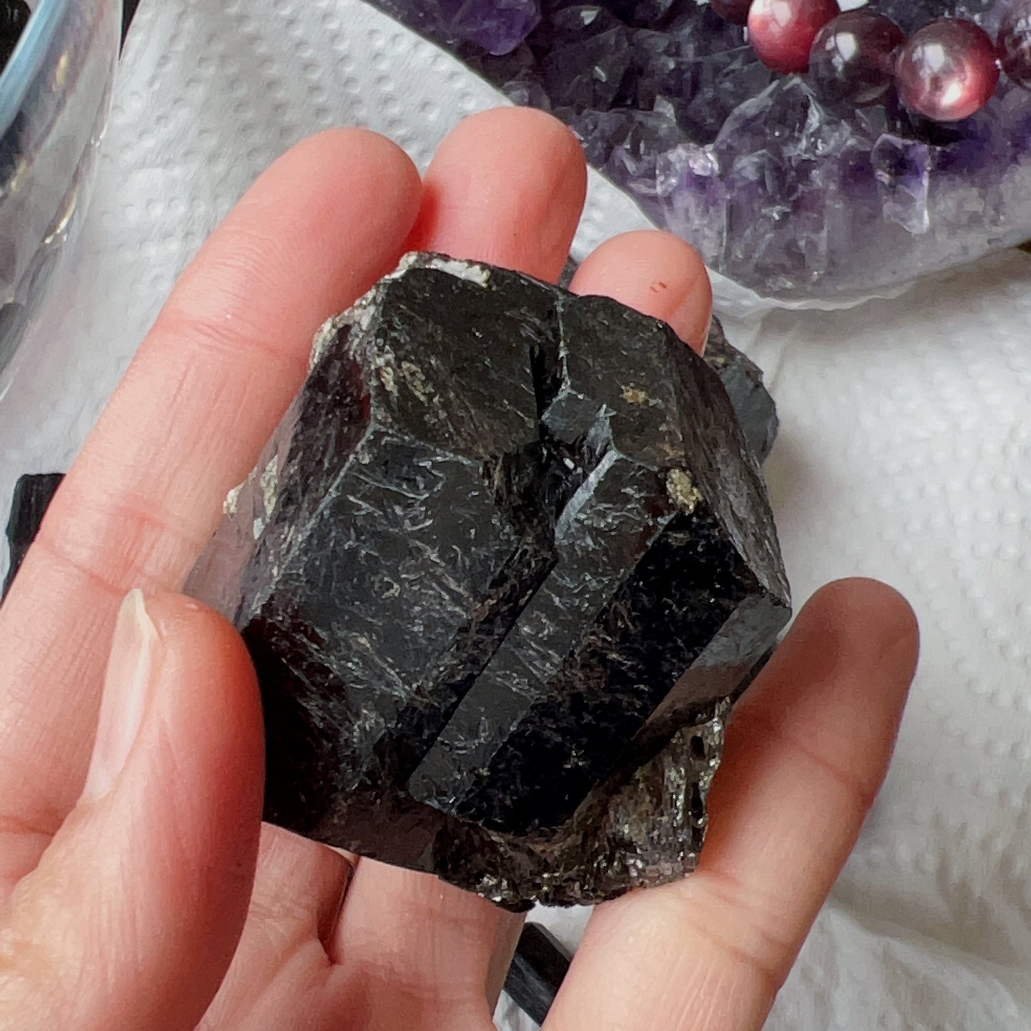 Top Grade Black Tourmaline Twins Raw Stone Perfect Formation 102.8G | Reiki Healing Protection Crystals