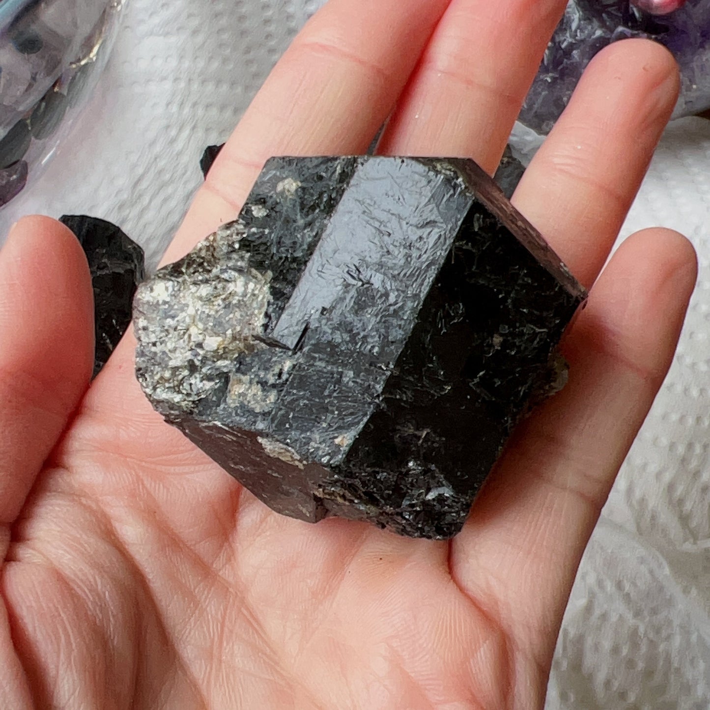 Top Grade Black Tourmaline Twins Raw Stone Perfect Formation 102.8G | Reiki Healing Protection Crystals
