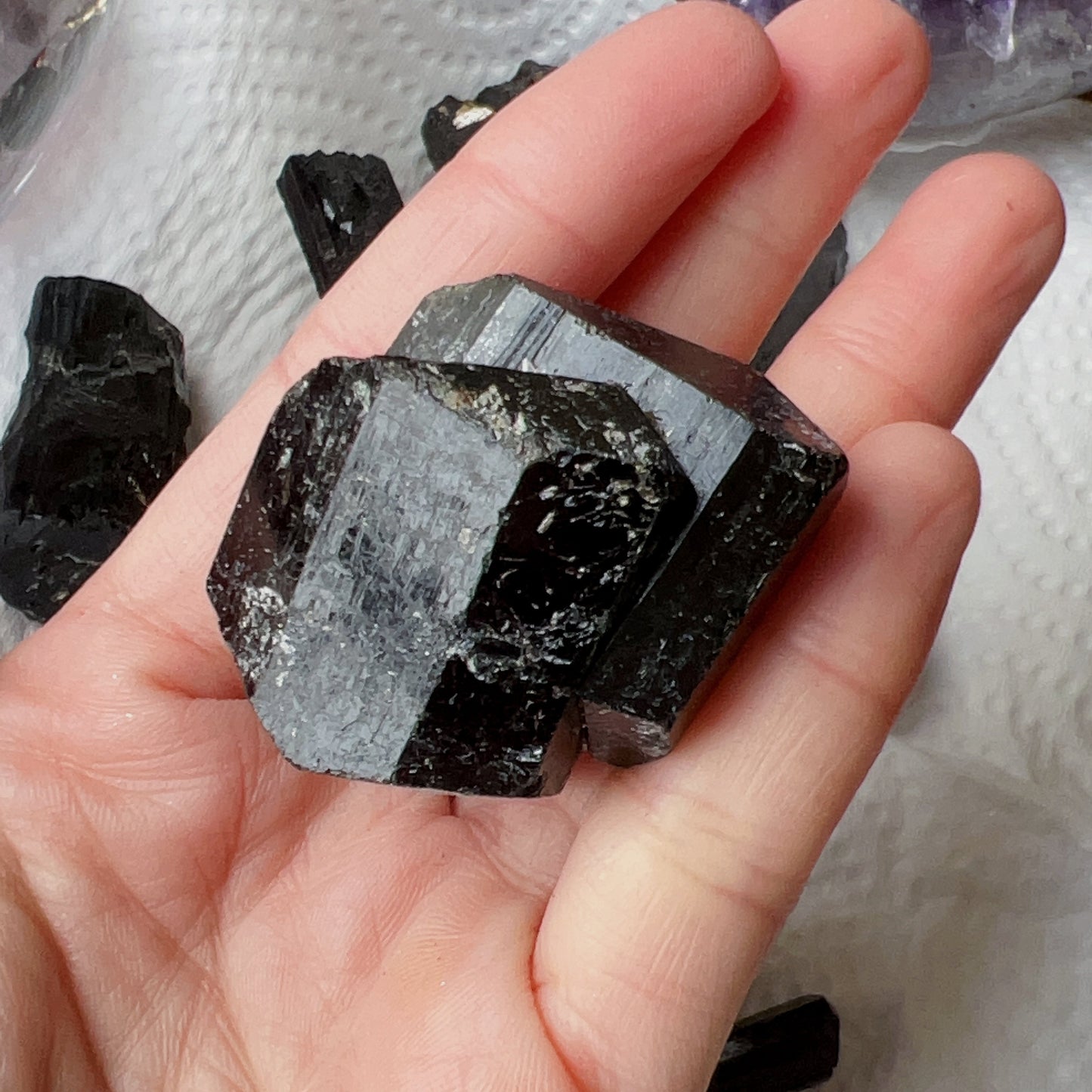 Top Grade Black Tourmaline Twins Raw Stone Perfect Formation 66.9G | Reiki Healing Protection Crystals