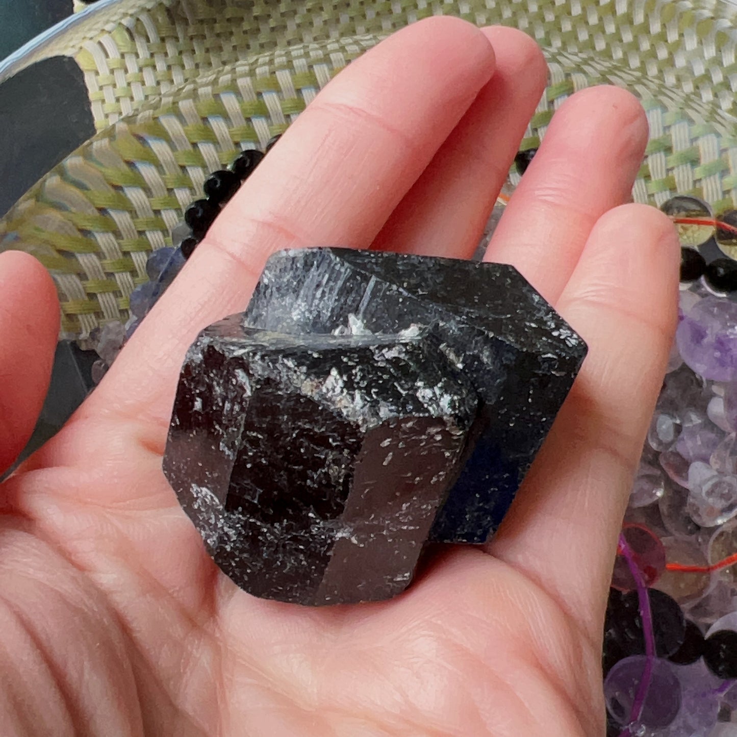 Top Grade Black Tourmaline Twins Raw Stone Perfect Formation 66.9G | Reiki Healing Protection Crystals