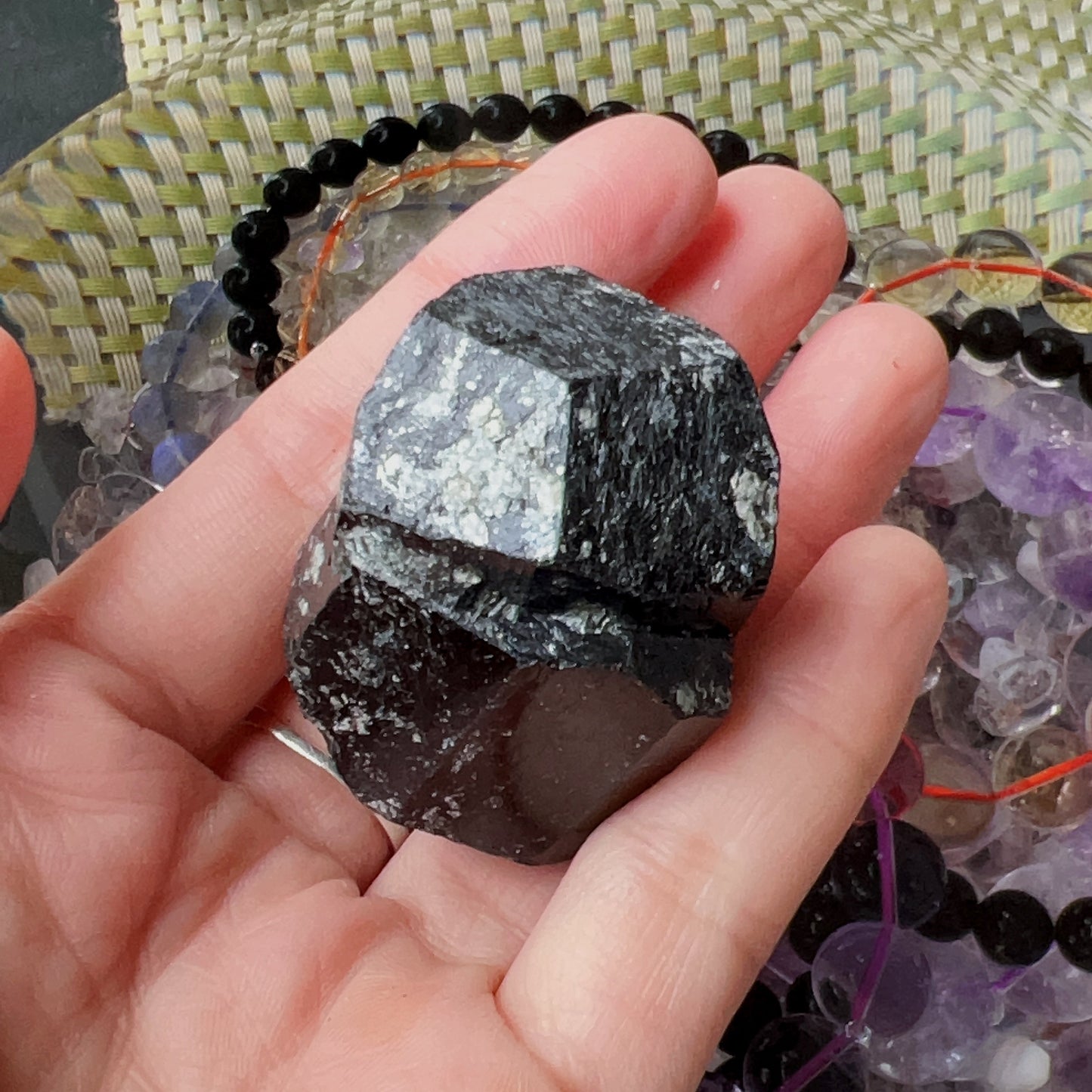 Top Grade Black Tourmaline Twins Raw Stone Perfect Formation 66.9G | Reiki Healing Protection Crystals