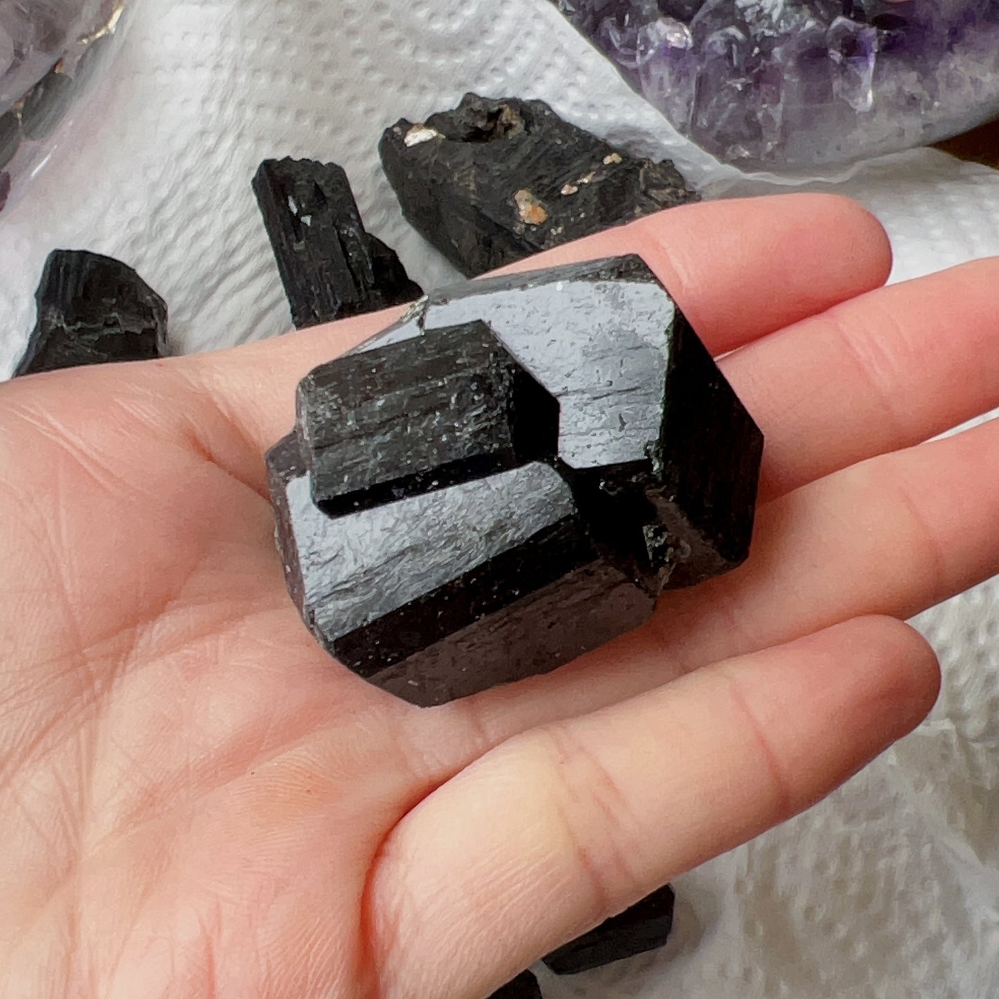 Top Grade Black Tourmaline Twins Raw Stone Perfect Formation 63.6G | Reiki Healing Protection Crystals