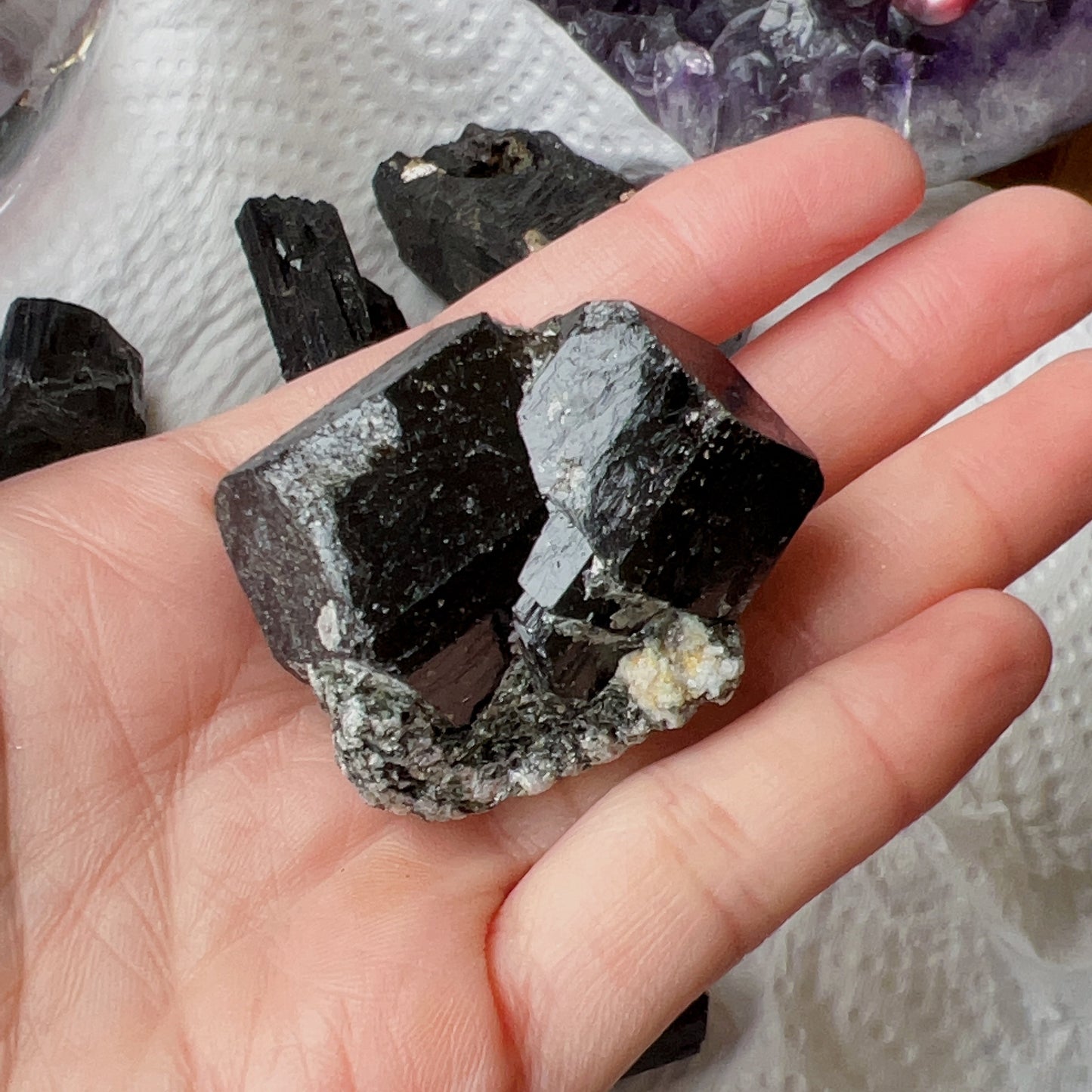 Top Grade Black Tourmaline Twins Raw Stone Perfect Formation 63.6G | Reiki Healing Protection Crystals