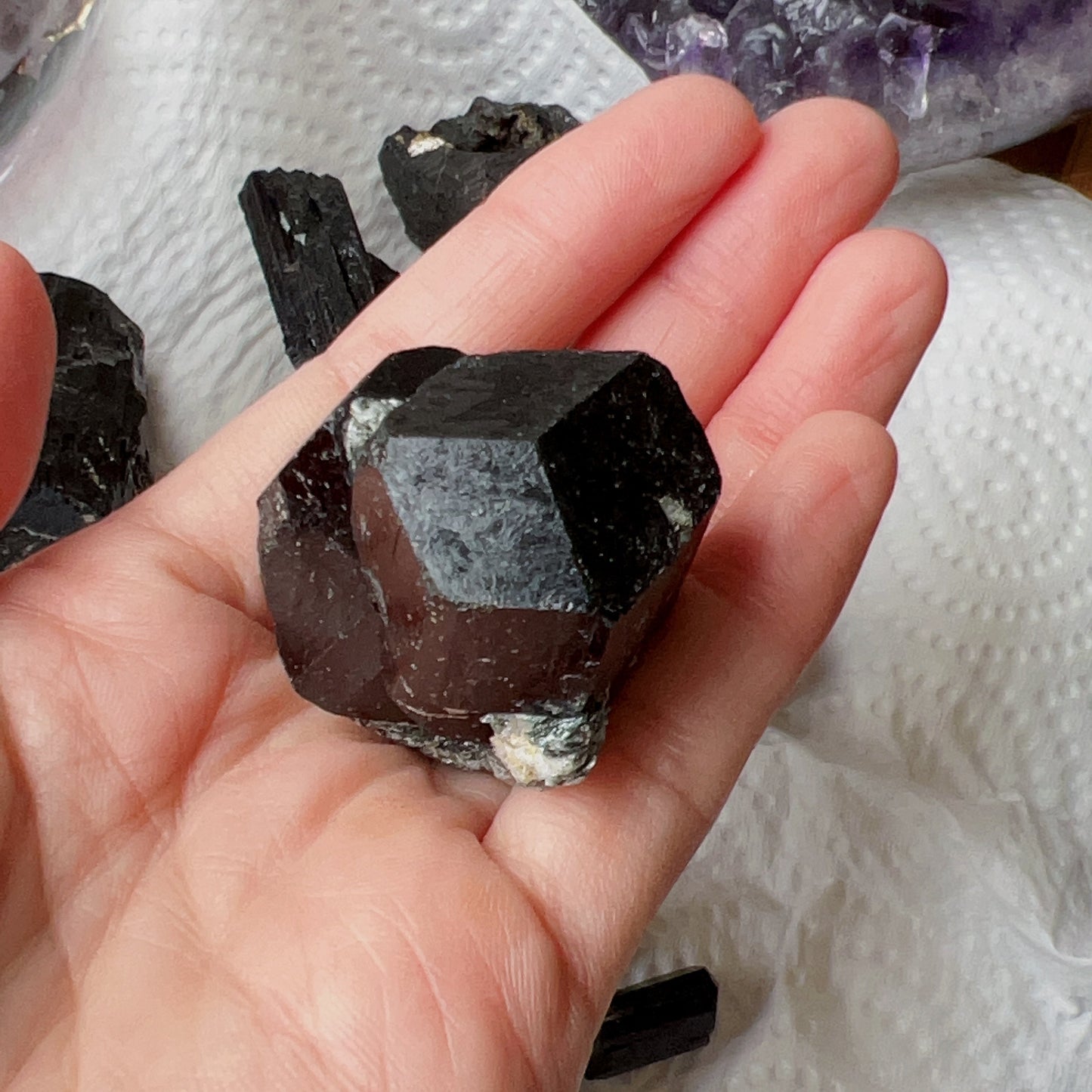 Top Grade Black Tourmaline Twins Raw Stone Perfect Formation 63.6G | Reiki Healing Protection Crystals