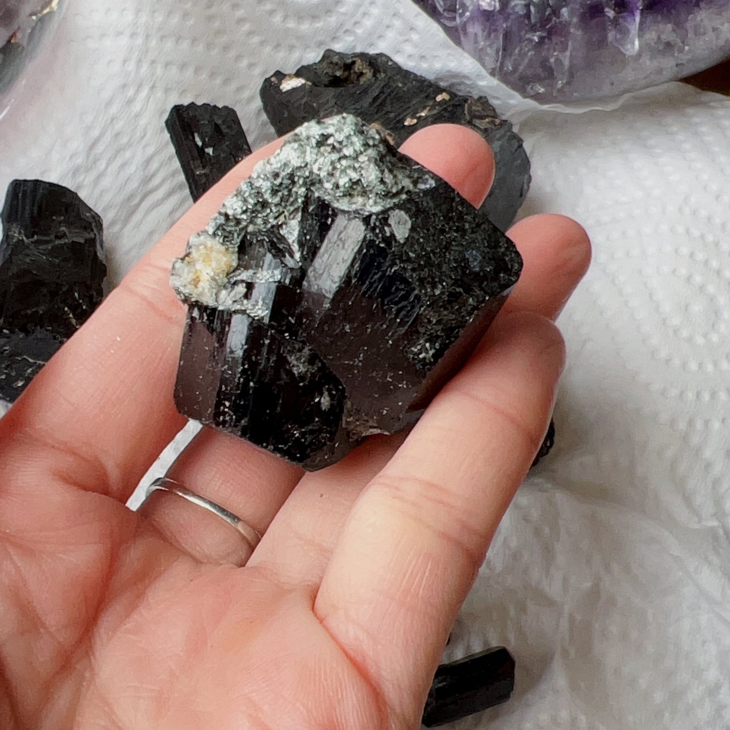 Top Grade Black Tourmaline Twins Raw Stone Perfect Formation 63.6G | Reiki Healing Protection Crystals