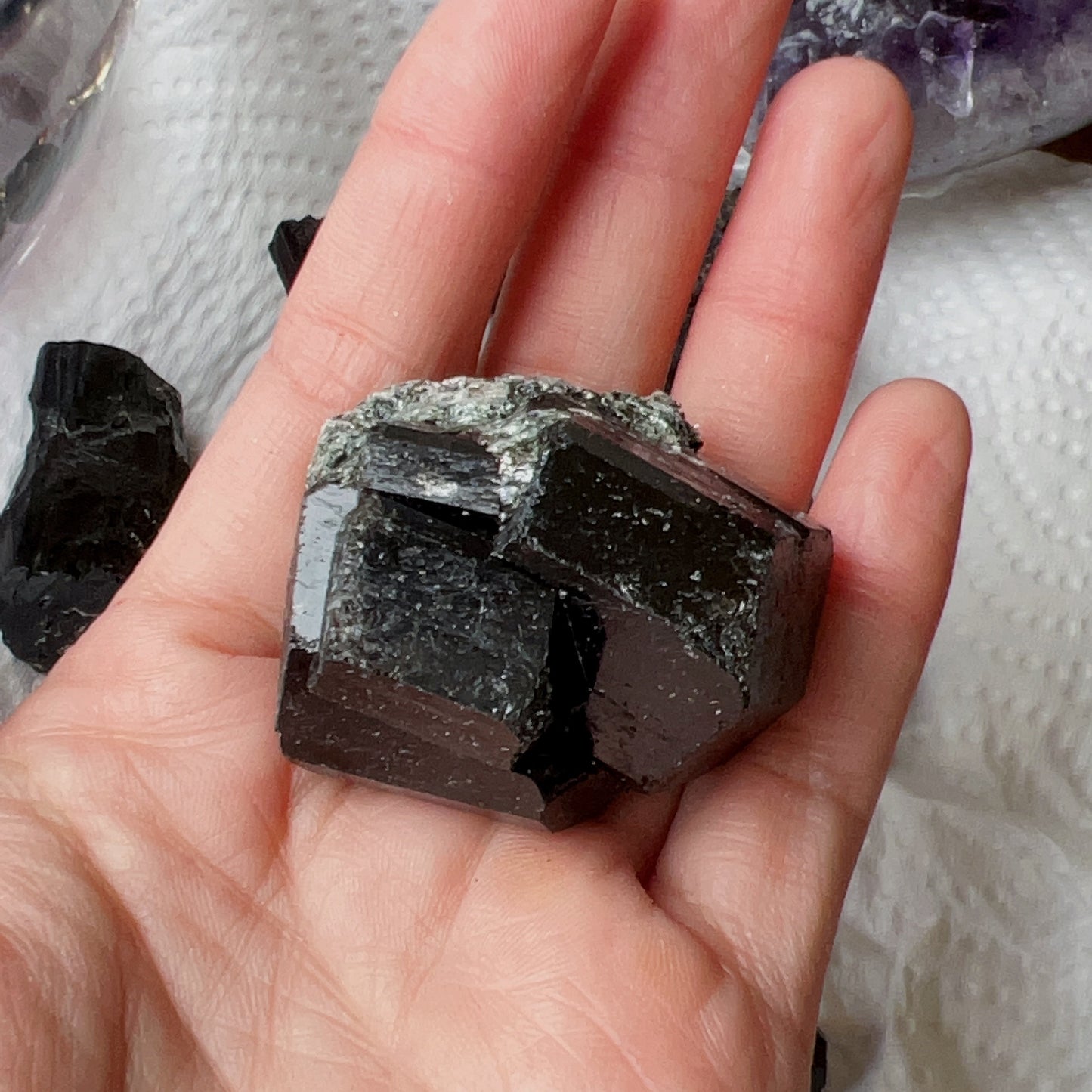 Top Grade Black Tourmaline Twins Raw Stone Perfect Formation 63.6G | Reiki Healing Protection Crystals