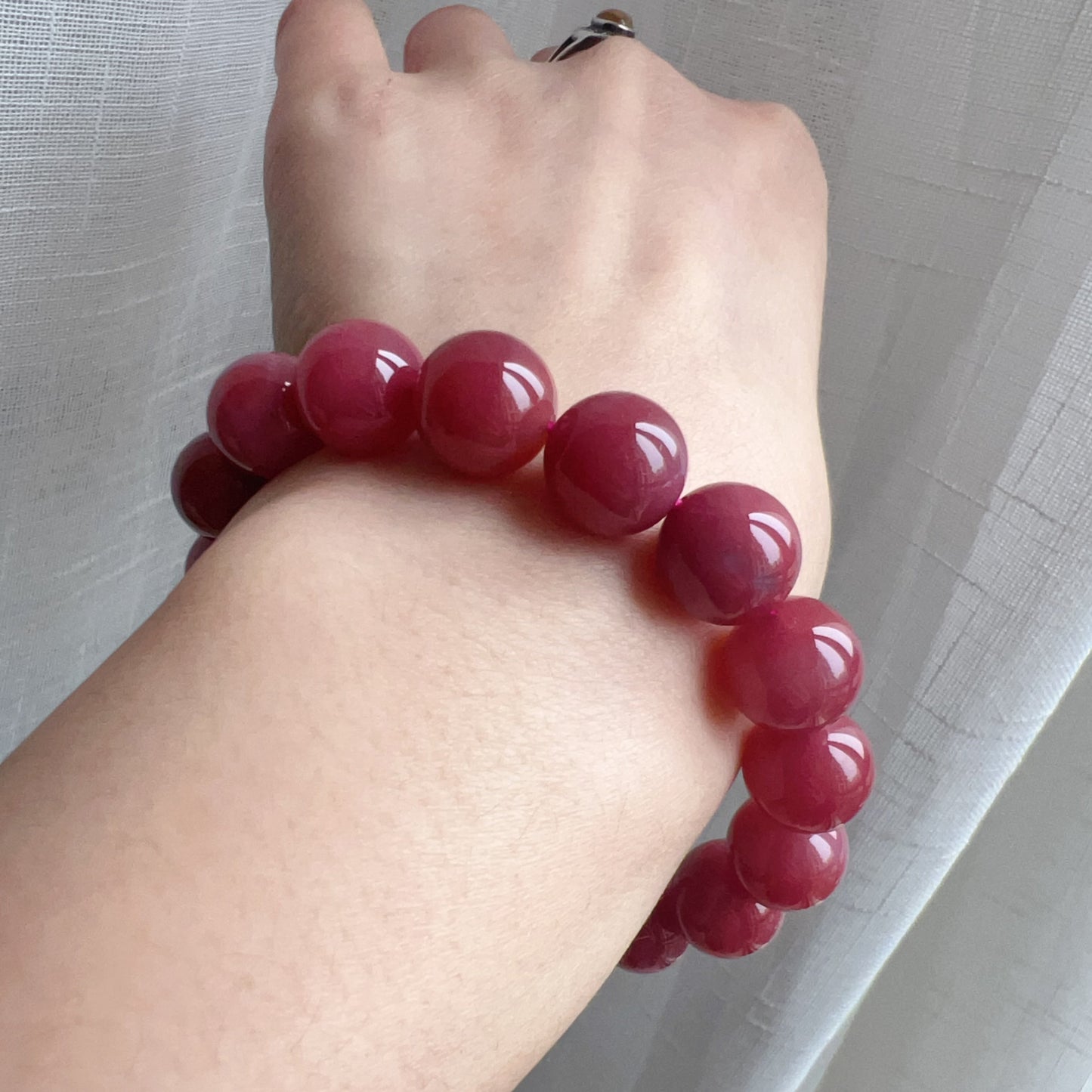 Rare Large Beads 12.4Mm Purple Red Natural Yanyuan Agate Bracelet Heart Chakra Healing Jewelry Stone Of Strength
