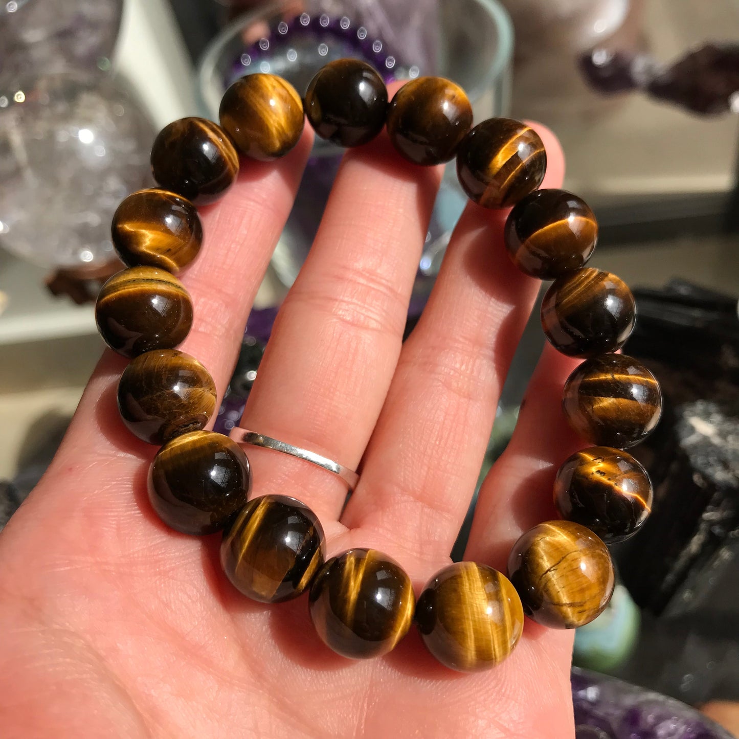 Stunning Brown Tiger Eye Bracelet | 12Mm Healing Stone Beads Jewelry | Energize Your Spirit And Elevate Your Style