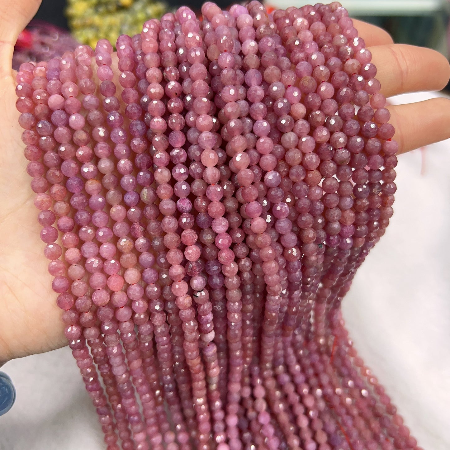 4.5Mm Natural Faceted Ruby Bead Strands For Diy Jewelry Projects