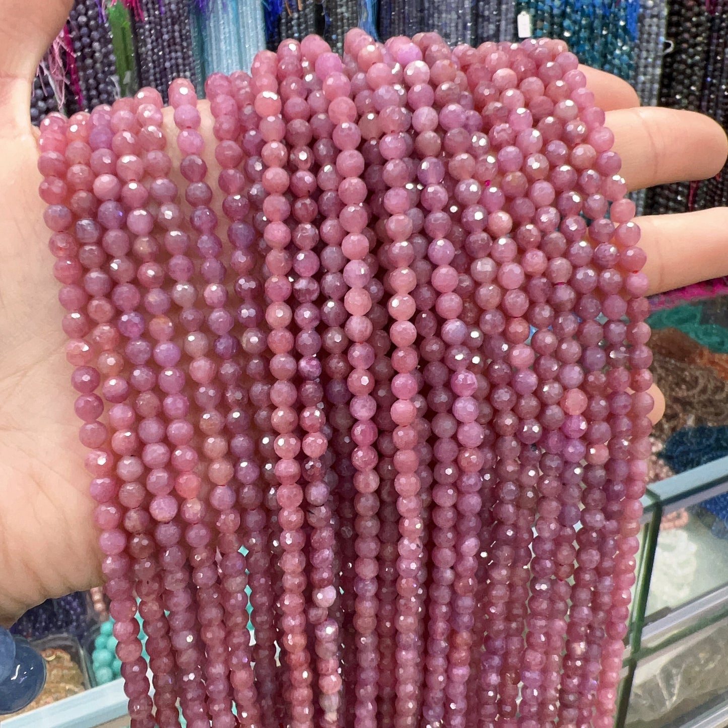 4.5Mm Natural Faceted Ruby Bead Strands For Diy Jewelry Projects