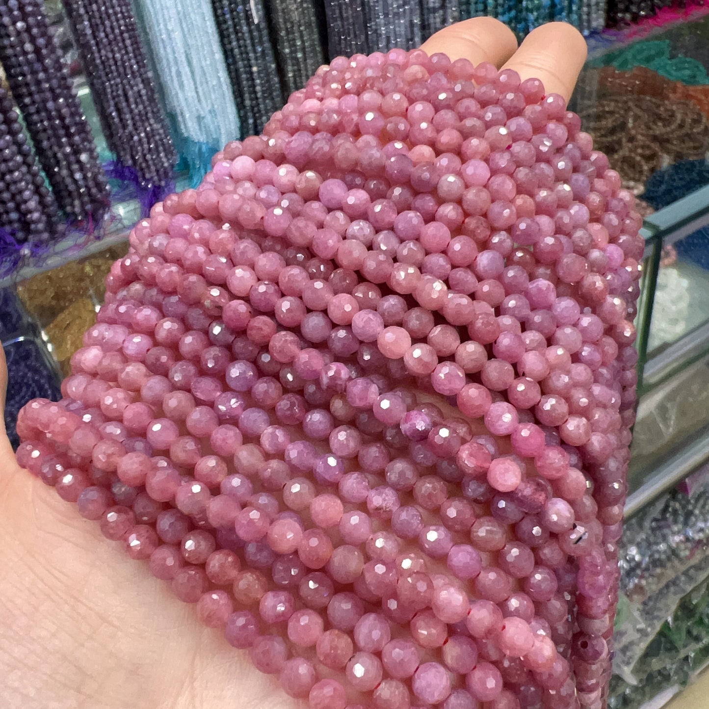 4.5Mm Natural Faceted Ruby Bead Strands For Diy Jewelry Projects