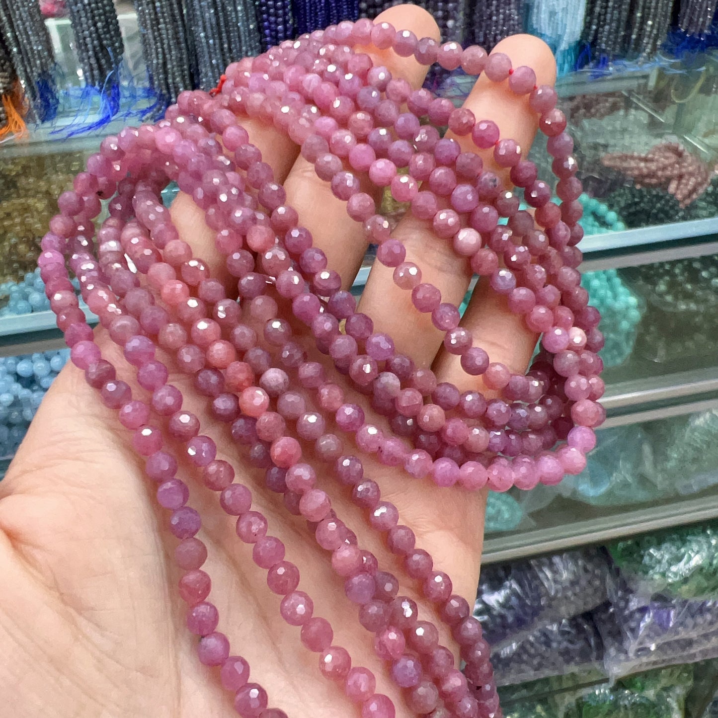 4.5Mm Natural Faceted Ruby Bead Strands For Diy Jewelry Projects